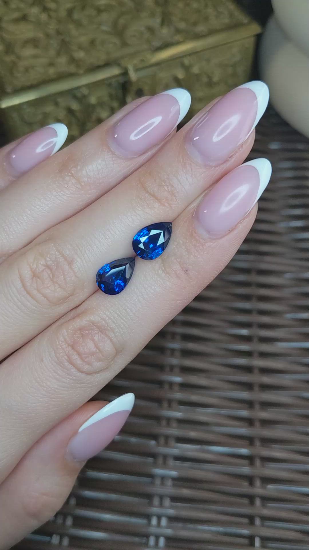 5.36 Ct.Tw.Total Carat Weight Blue Sapphire Pair from Ceylon (Sri Lanka) Size Video