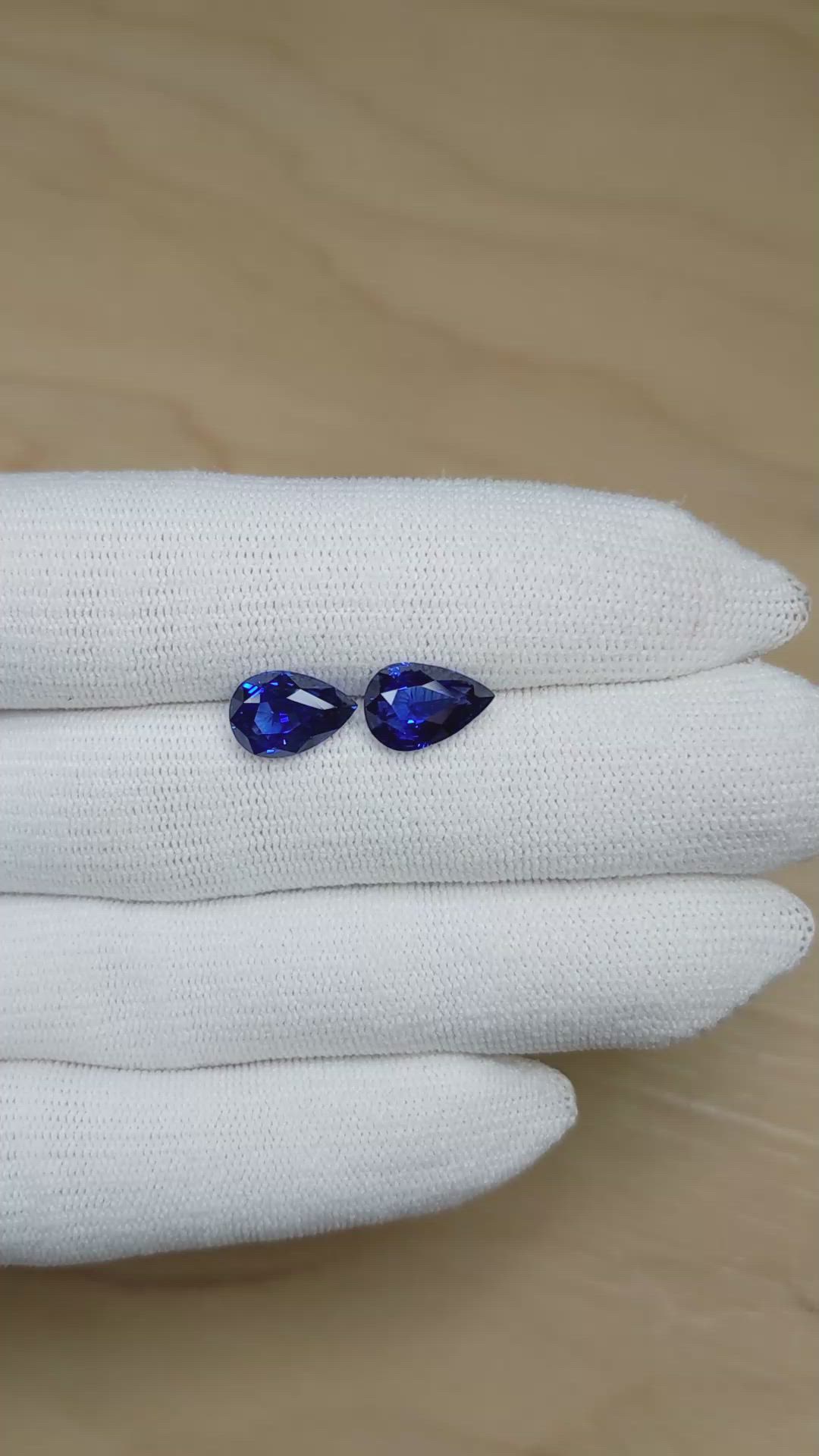 5.36 Ct.Tw.Total Carat Weight Blue Sapphire Pair from Ceylon (Sri Lanka) Size Video