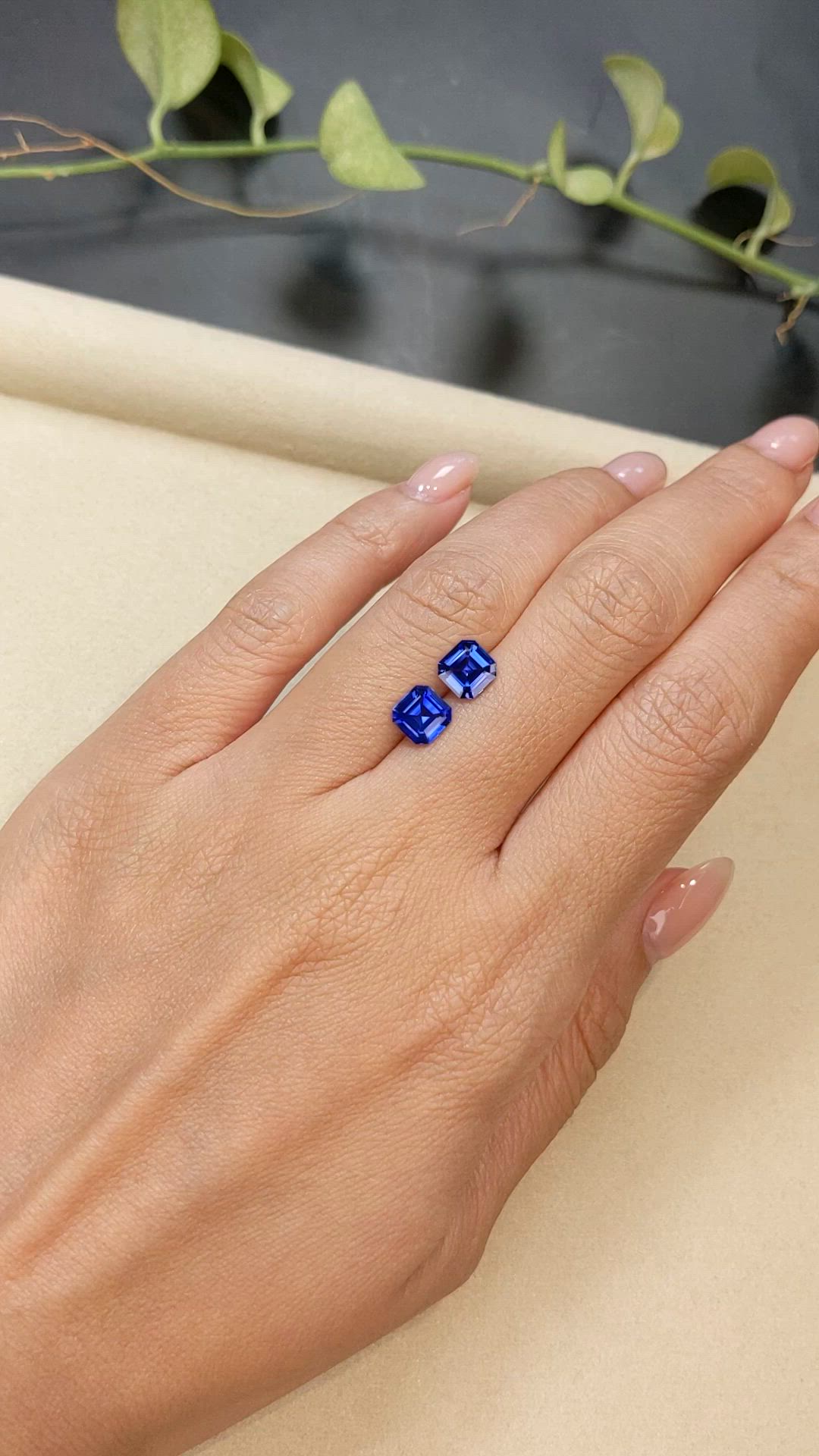 2.08&nbsp;Ct.Tw.Total Carat Weight Blue Sapphire Pair from Ceylon (Sri Lanka) Size Video