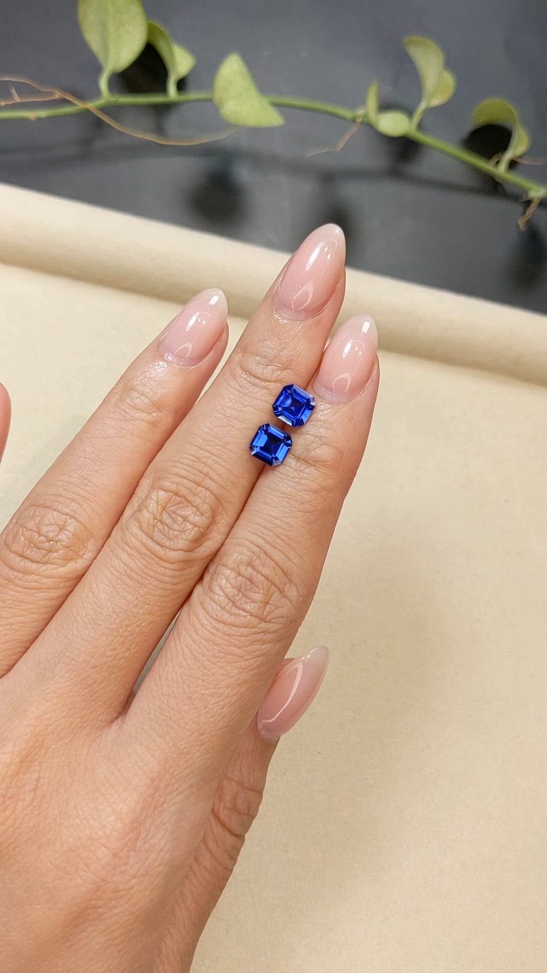 2.08&nbsp;Ct.Tw.Total Carat Weight Blue Sapphire Pair from Ceylon (Sri Lanka) Size Video
