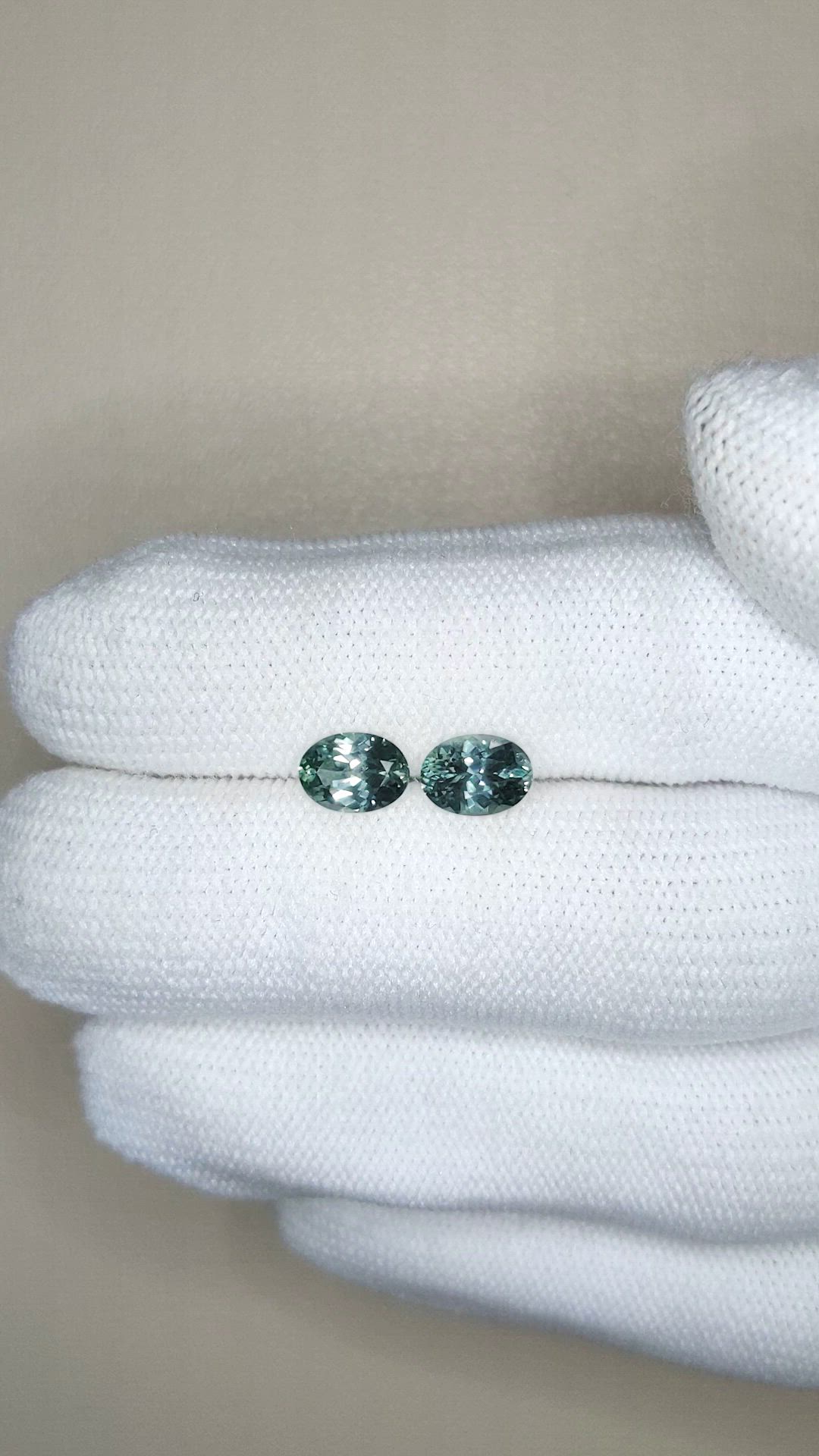 1.95 Ct.Tw.Total Carat Weight Bluish Green Sapphire Pair from Montana Size Video