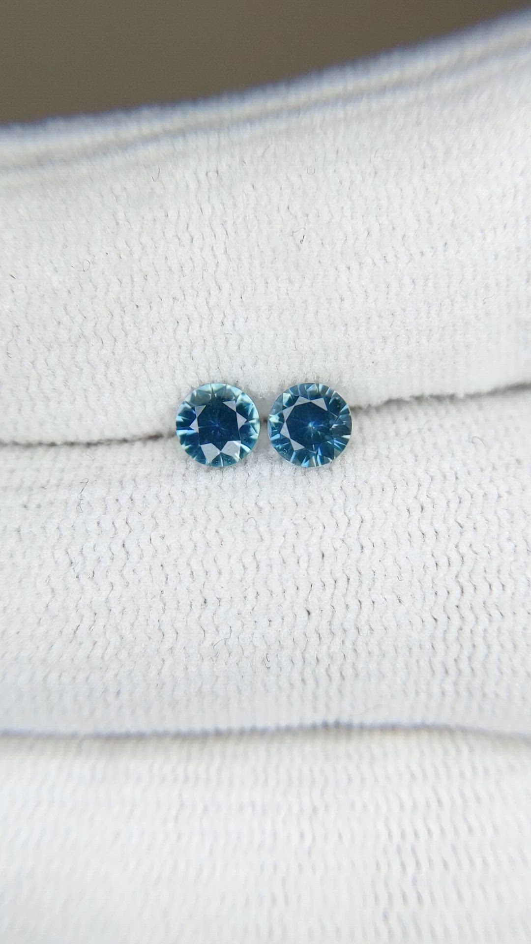 0.80 Ct.Tw.Total Carat Weight Greenish Blue Sapphire Pair from Montana Size Video