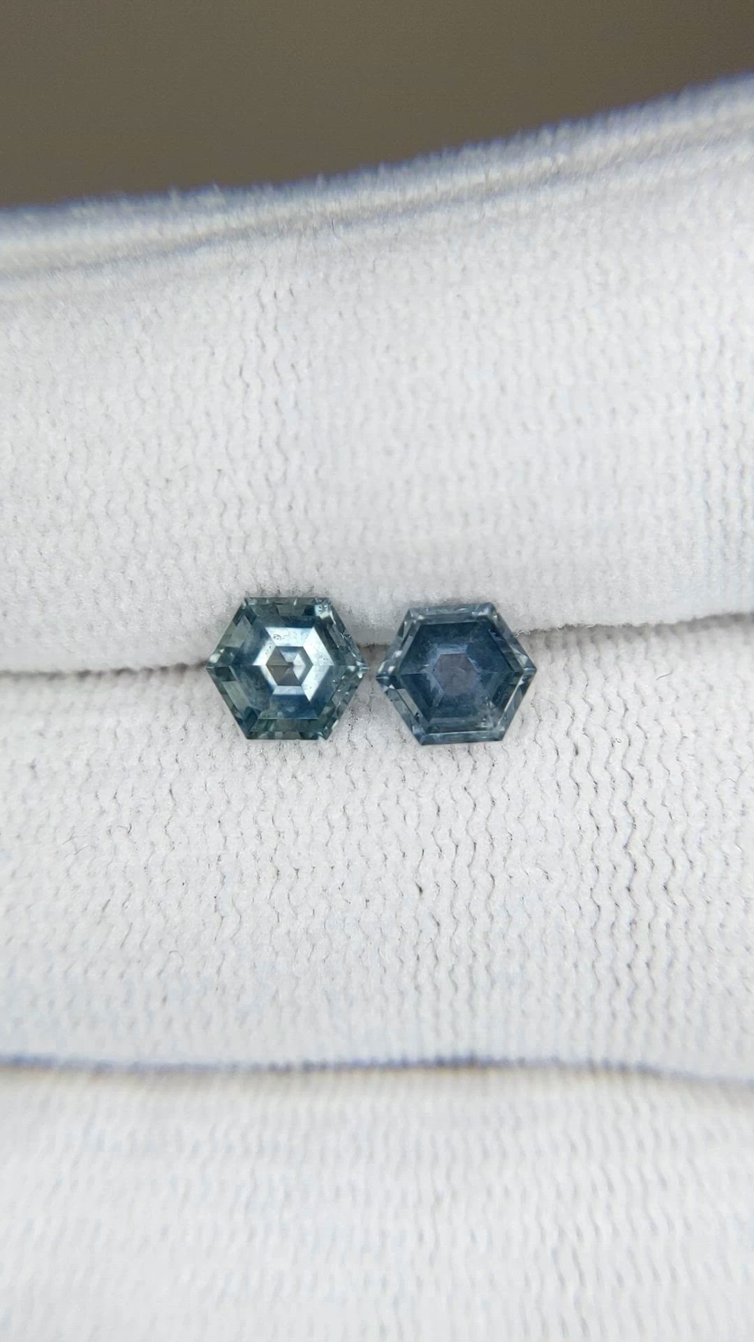 1.46 Ct.Tw.Total Carat Weight Bluish Green Sapphire Pair from Montana Size Video