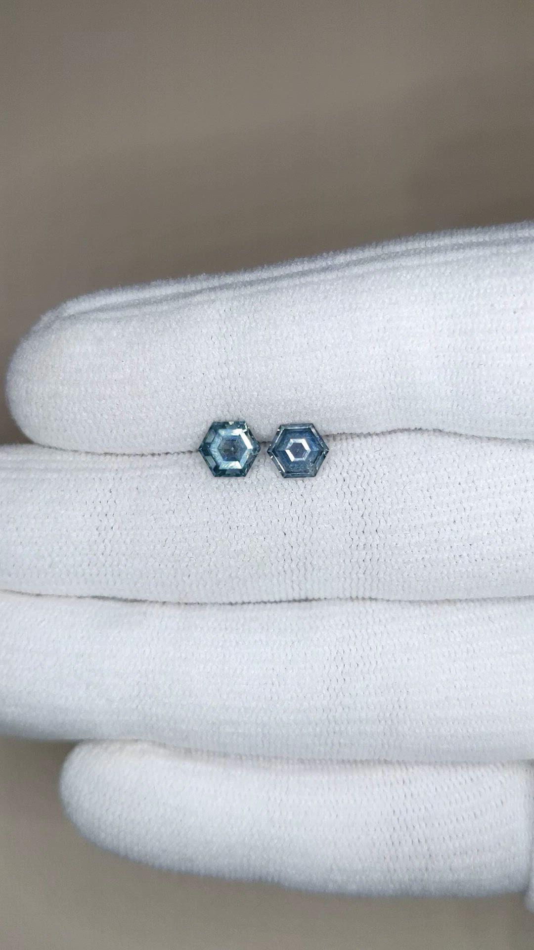 1.46 Ct.Tw.Total Carat Weight Bluish Green Sapphire Pair from Montana Size Video