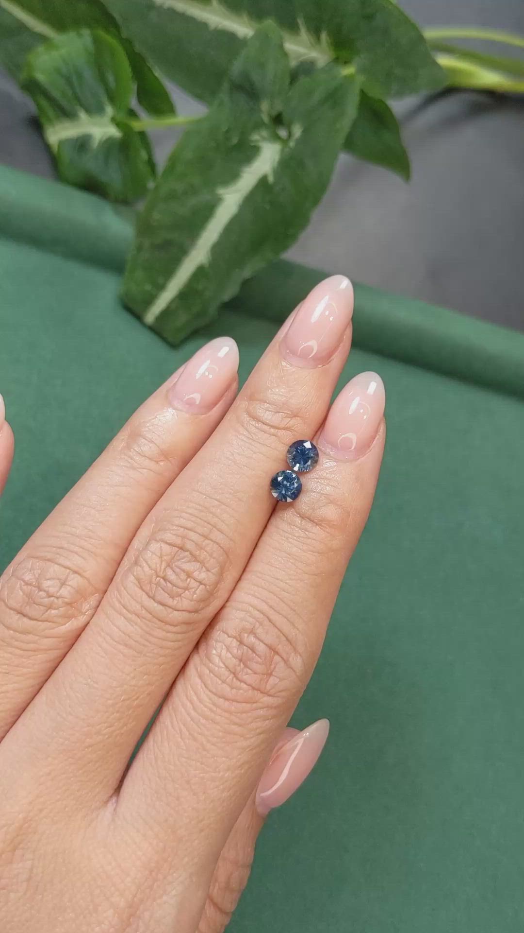 1.24 Ct.Tw.Total Carat Weight Greenish Blue Sapphire Pair from Montana Size Video