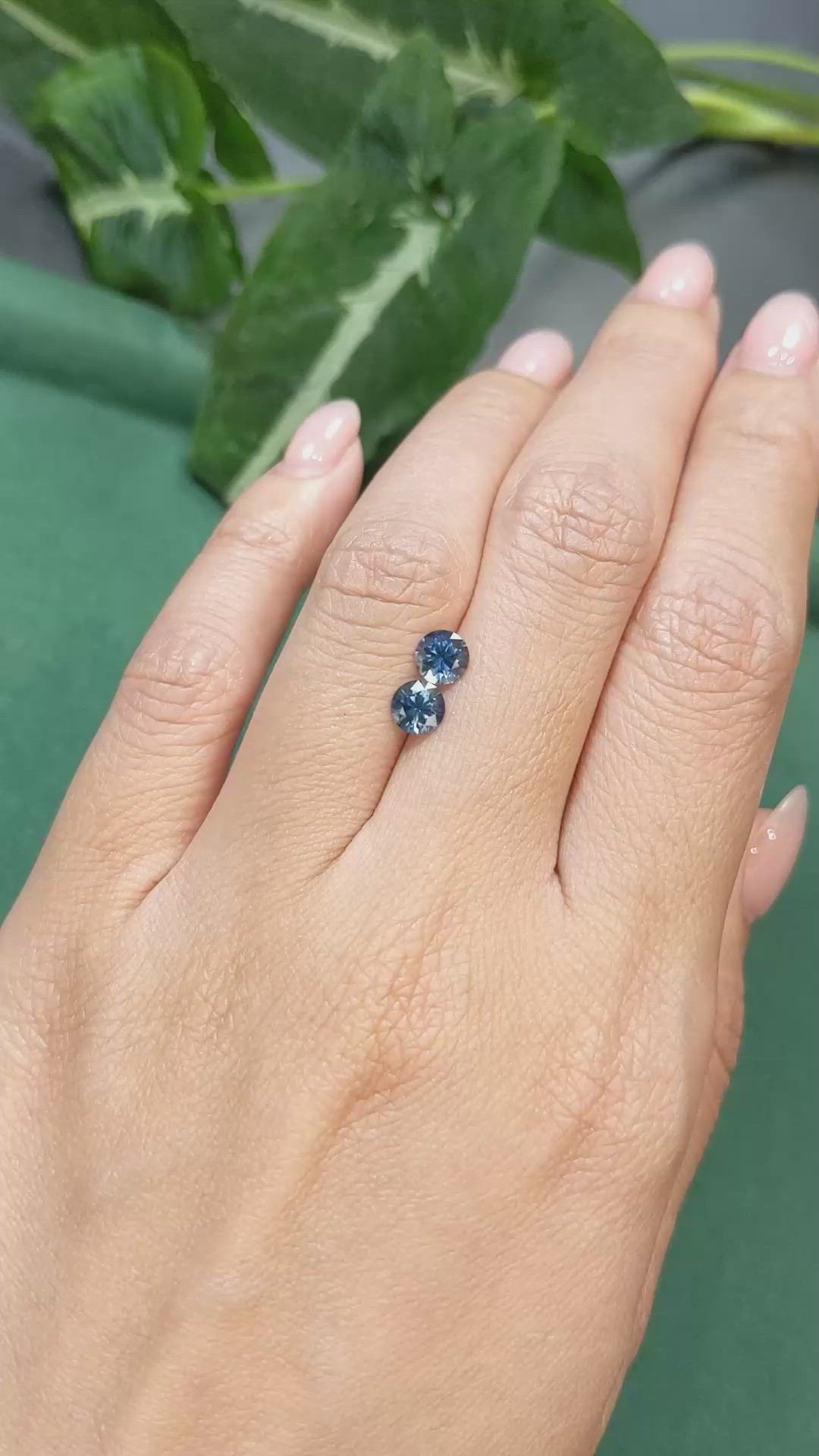 1.24 Ct.Tw.Total Carat Weight Greenish Blue Sapphire Pair from Montana Size Video