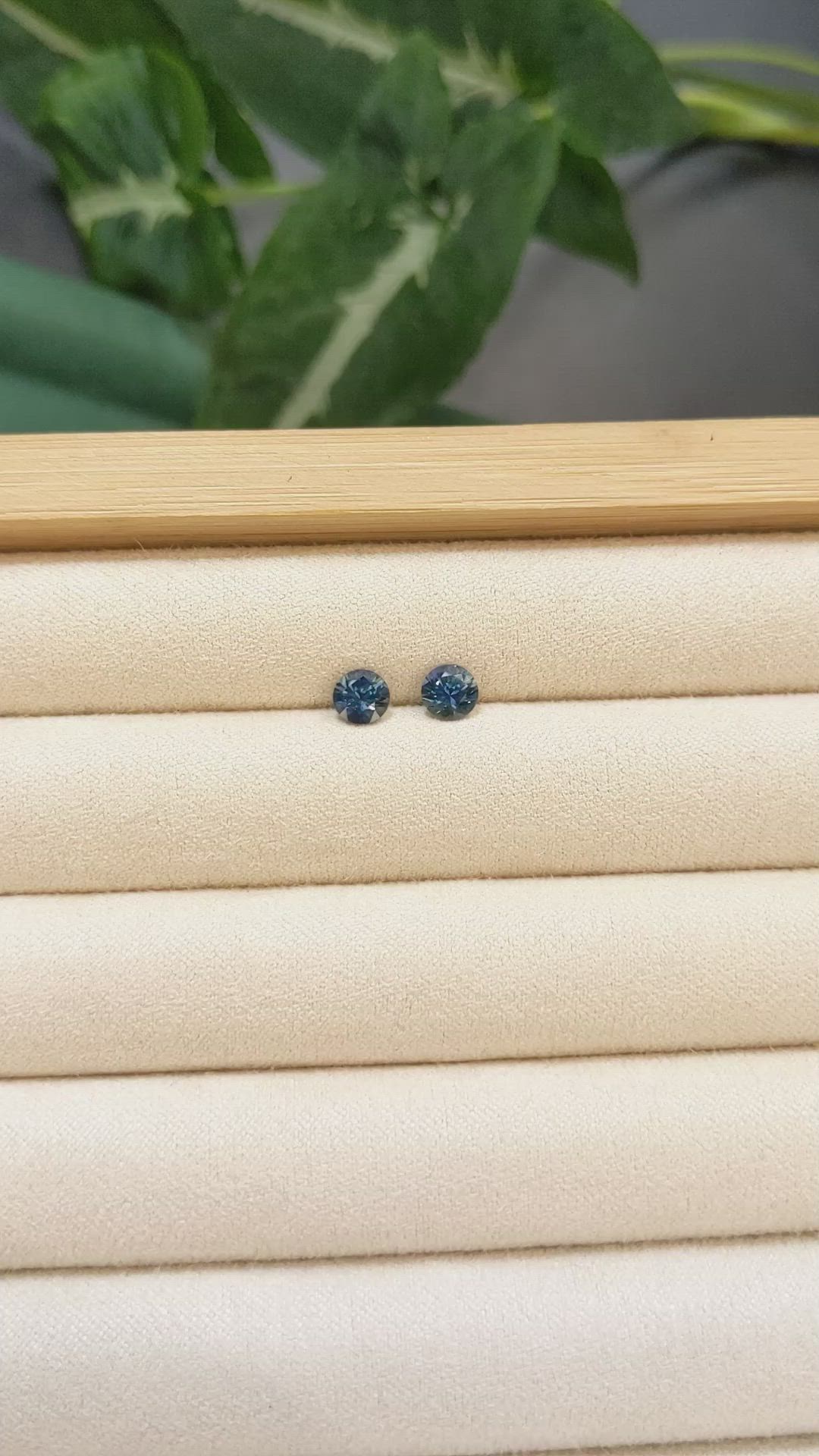 1.24 Ct.Tw.Total Carat Weight Greenish Blue Sapphire Pair from Montana Size Video
