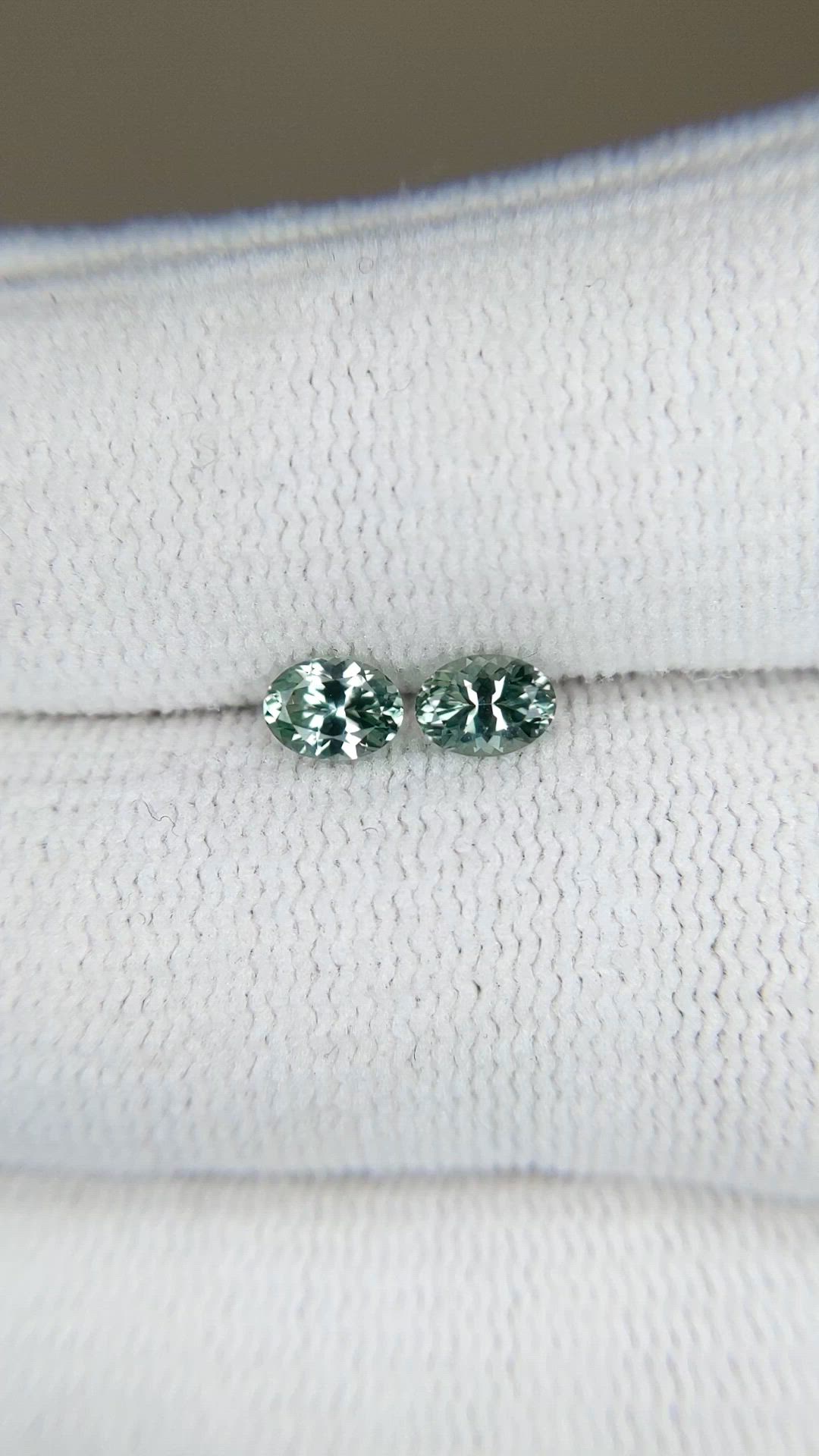 0.71 Ct.Tw.Total Carat Weight Green Sapphire Pair from Montana Size Video
