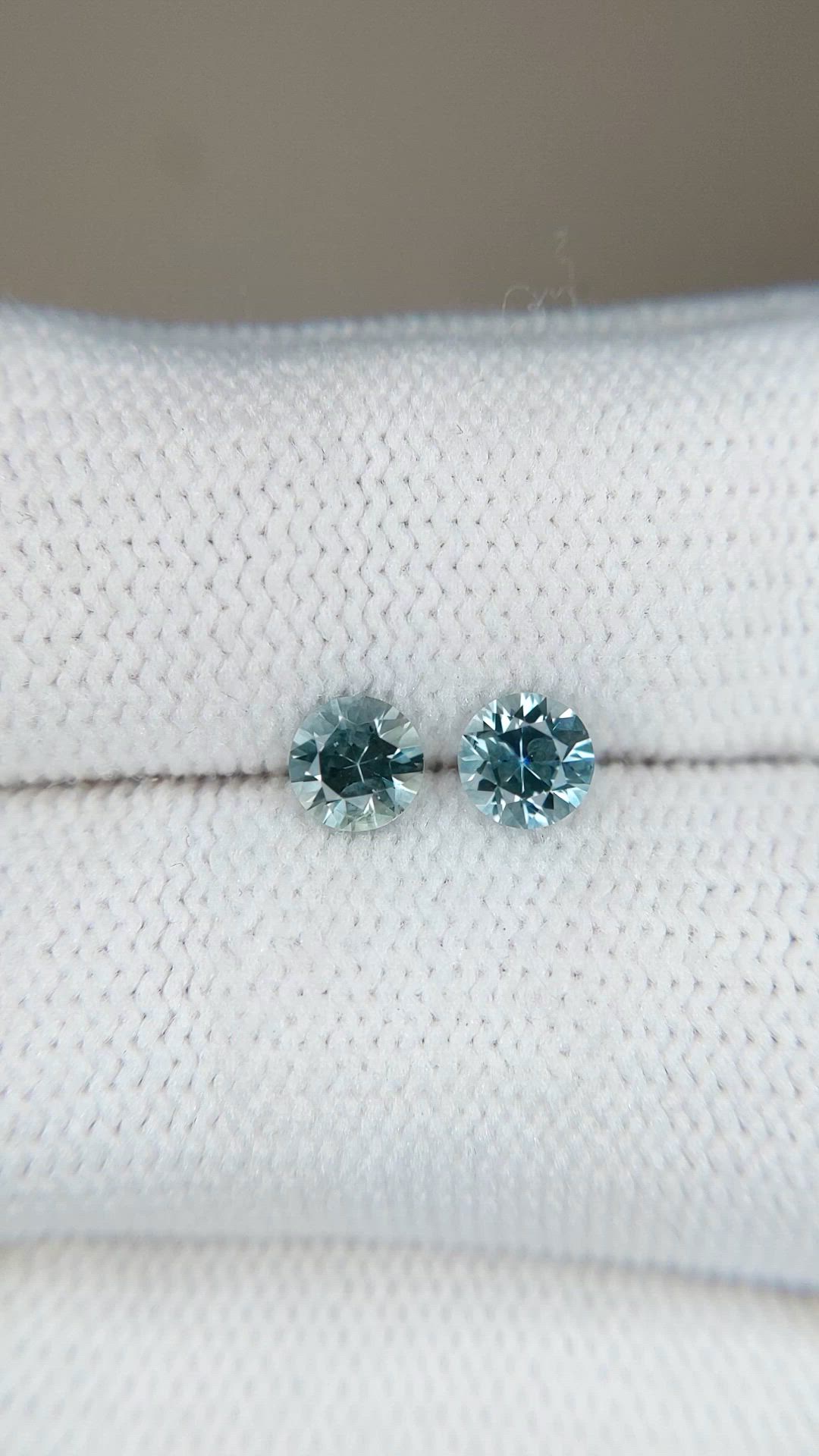 0.84 Ct.Tw.Total Carat Weight Greenish Blue Sapphire Pair from Montana Size Video