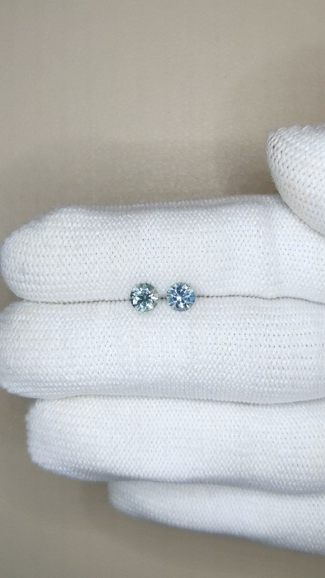 0.84 Ct.Tw.Total Carat Weight Greenish Blue Sapphire Pair from Montana Size Video