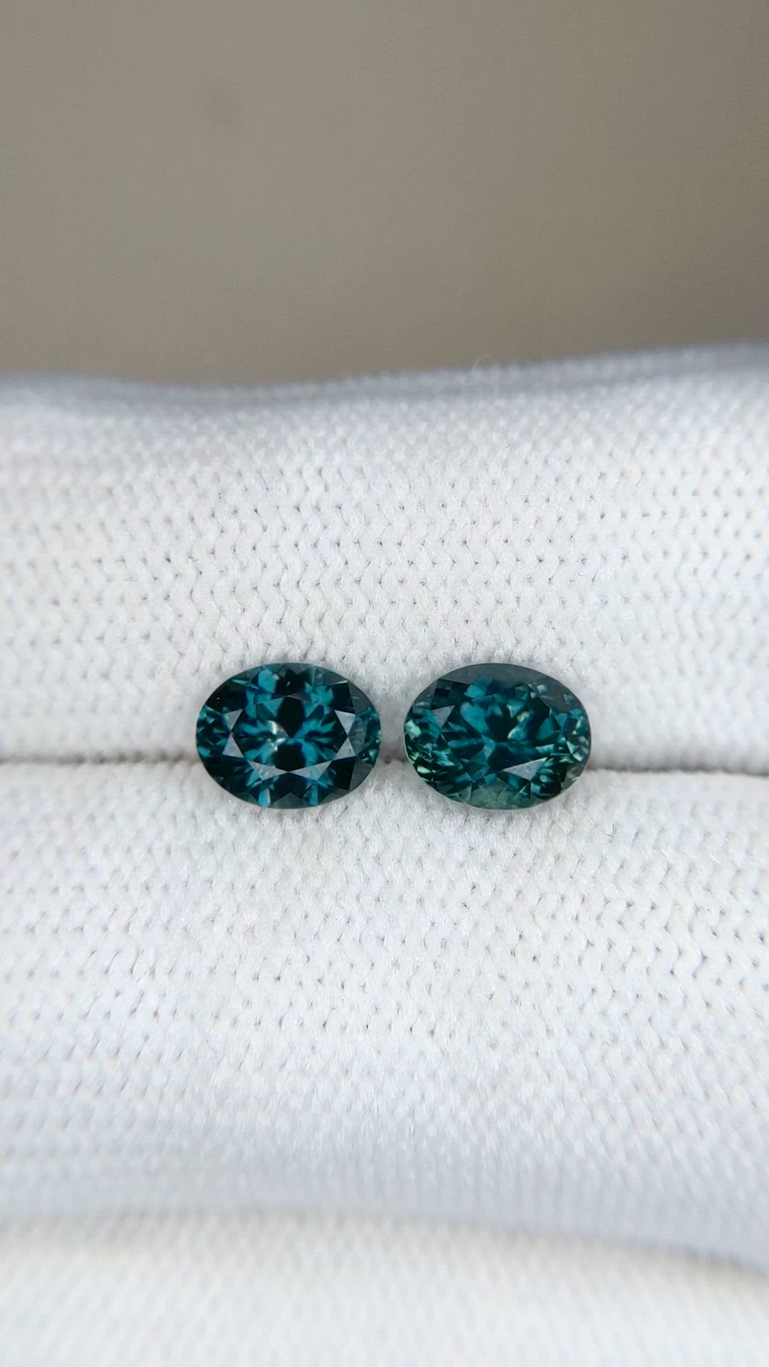 2.30 Ct.Tw.Total Carat Weight Bluish Green Sapphire Pair from Montana Size Video