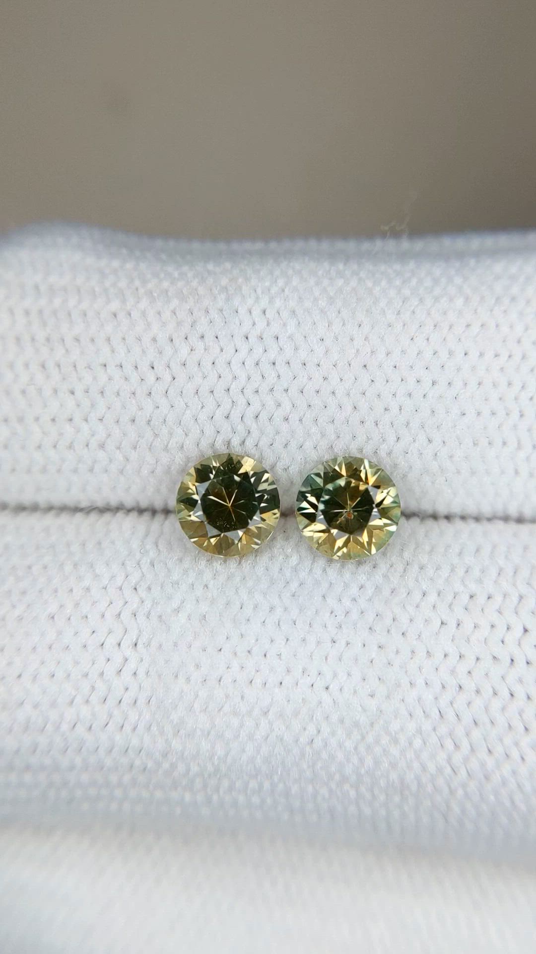 1.64&nbsp;Ct.Tw.Total Carat Weight Greenish Yellow Sapphire Pair from Montana Size Video