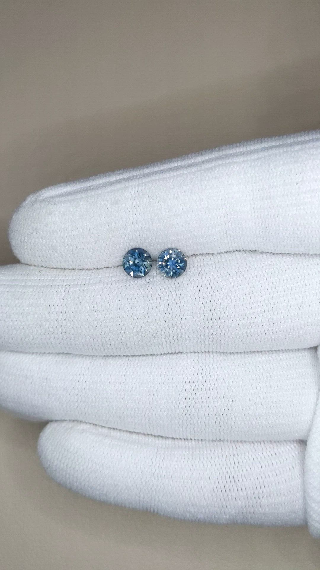 1.39 Ct.Tw.Total Carat Weight Greyish Blue Sapphire Pair from Montana Size Video