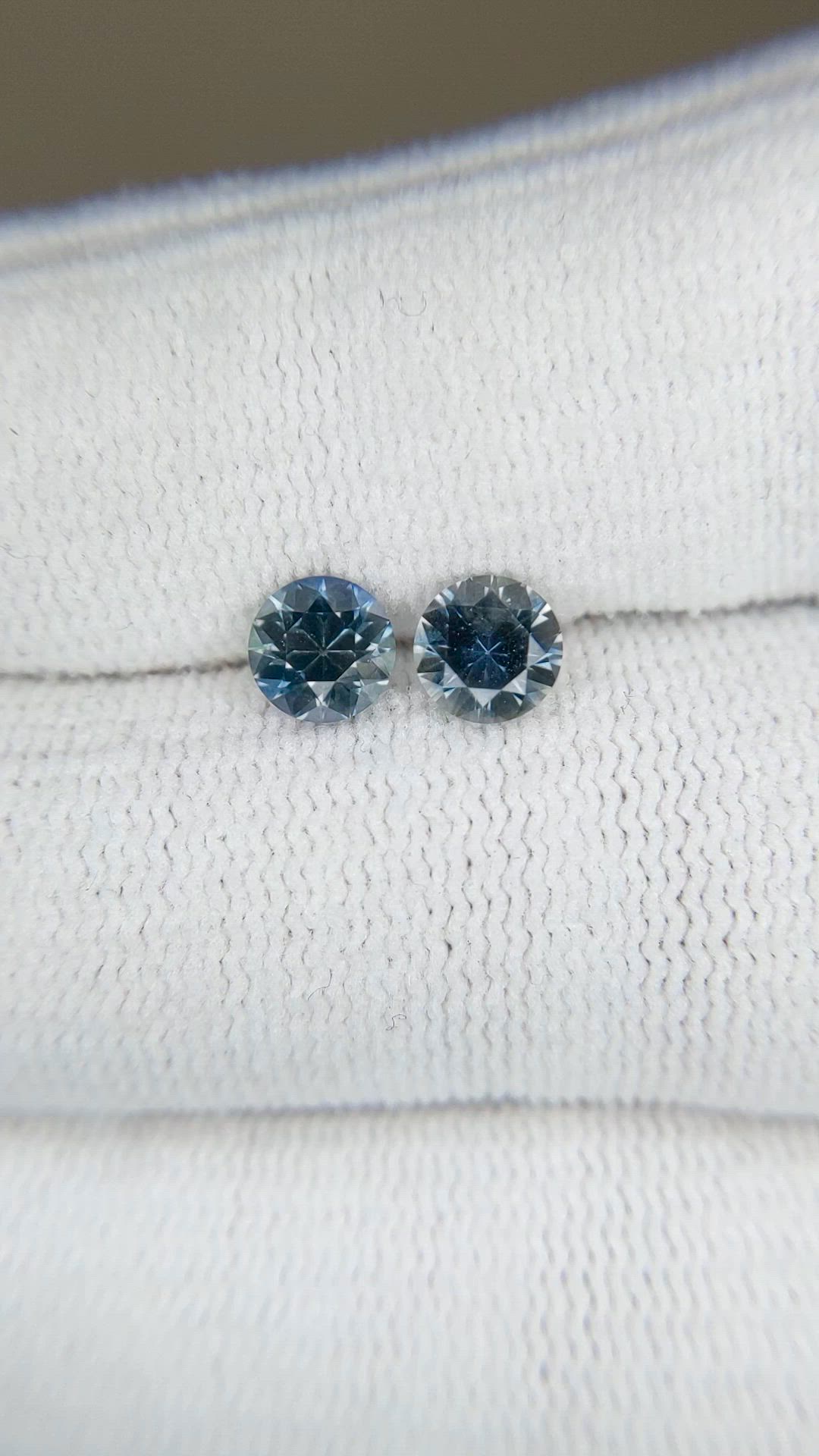1.39 Ct.Tw.Total Carat Weight Greyish Blue Sapphire Pair from Montana Size Video