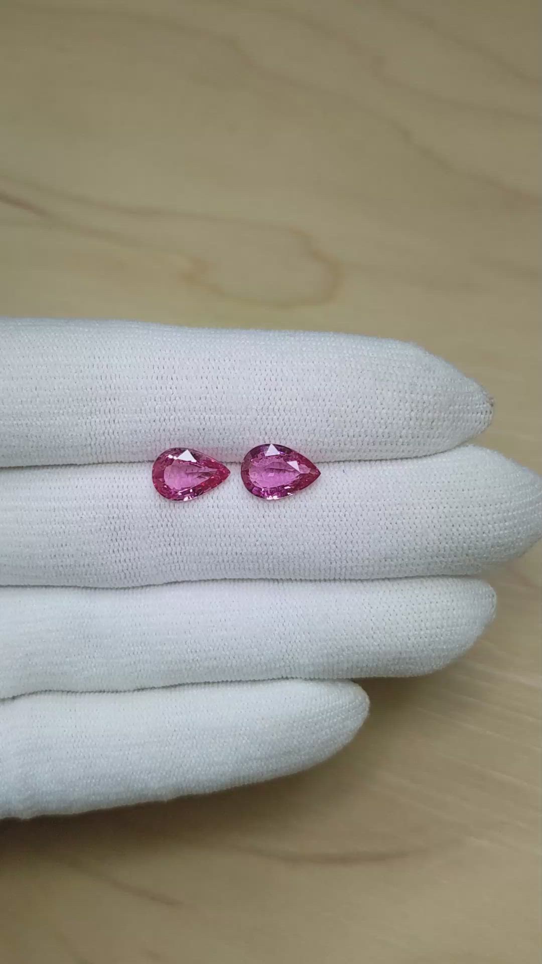 4.58&nbsp;Ct.Tw.Total Carat Weight Pink Sapphire Pair from Madagascar Size Video