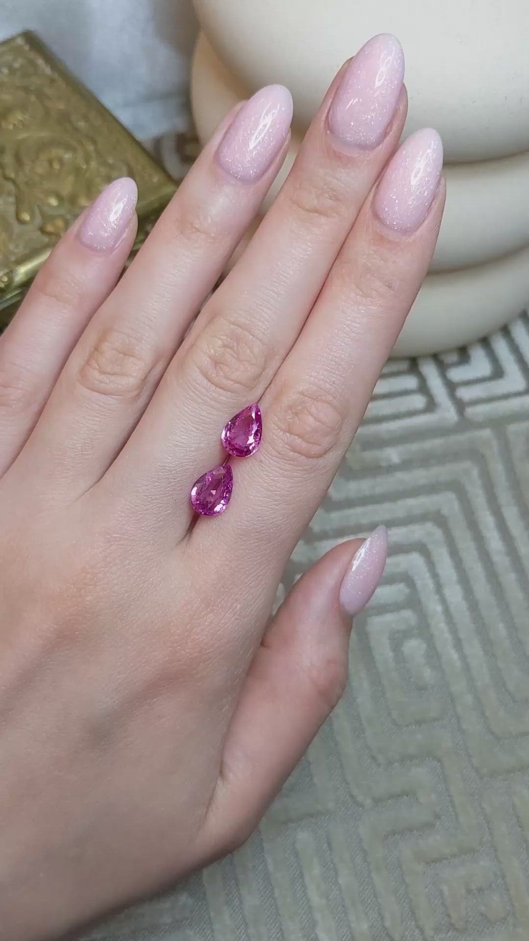 4.58&nbsp;Ct.Tw.Total Carat Weight Pink Sapphire Pair from Madagascar Size Video