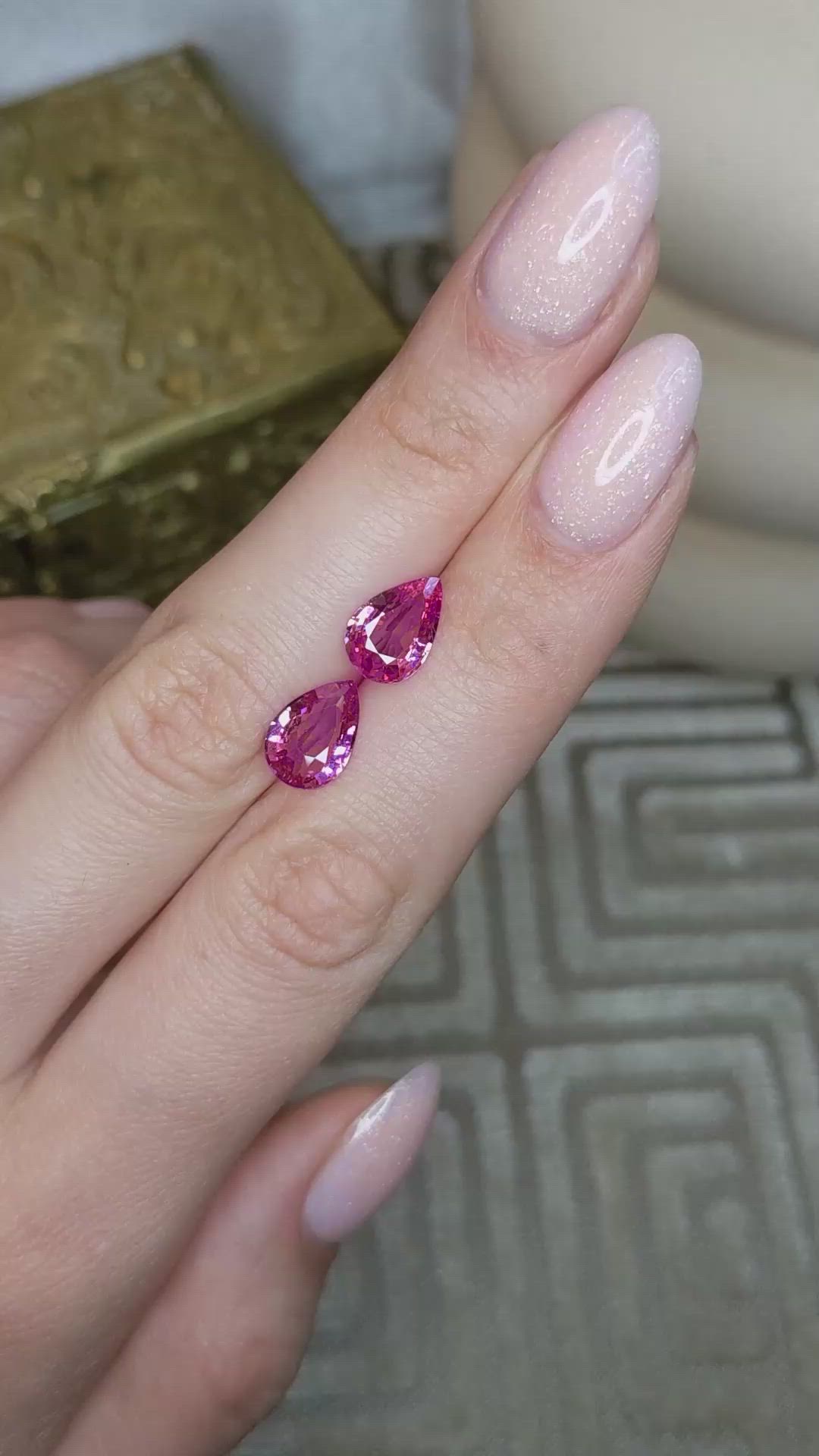 4.58&nbsp;Ct.Tw.Total Carat Weight Pink Sapphire Pair from Madagascar Size Video
