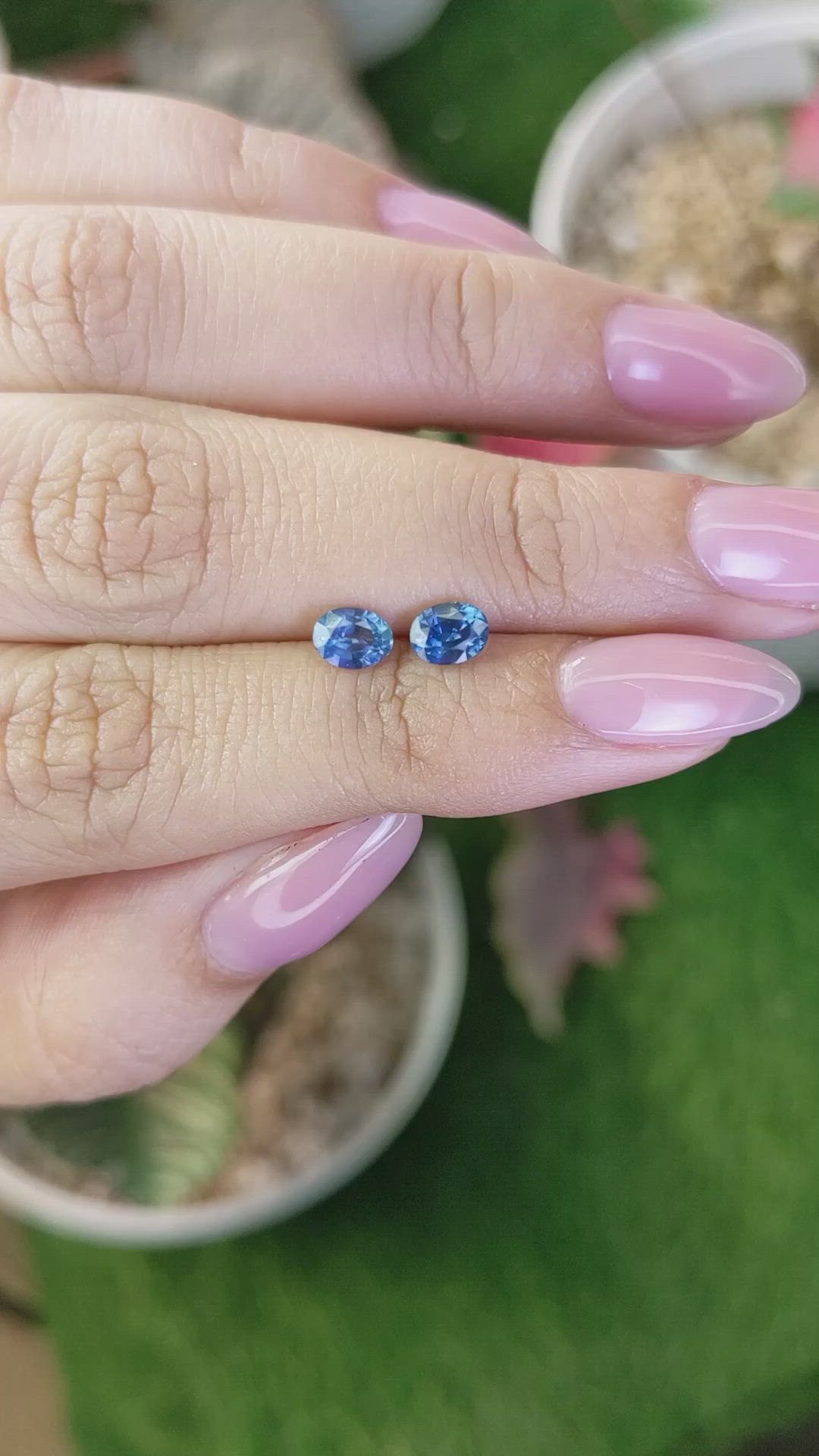 1.05 Ct.Tw.Total Carat Weight Blue Sapphire Pair from Madagascar Size Video