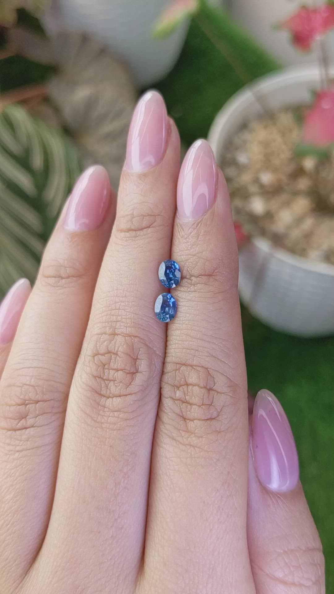 1.05 Ct.Tw.Total Carat Weight Blue Sapphire Pair from Madagascar Size Video
