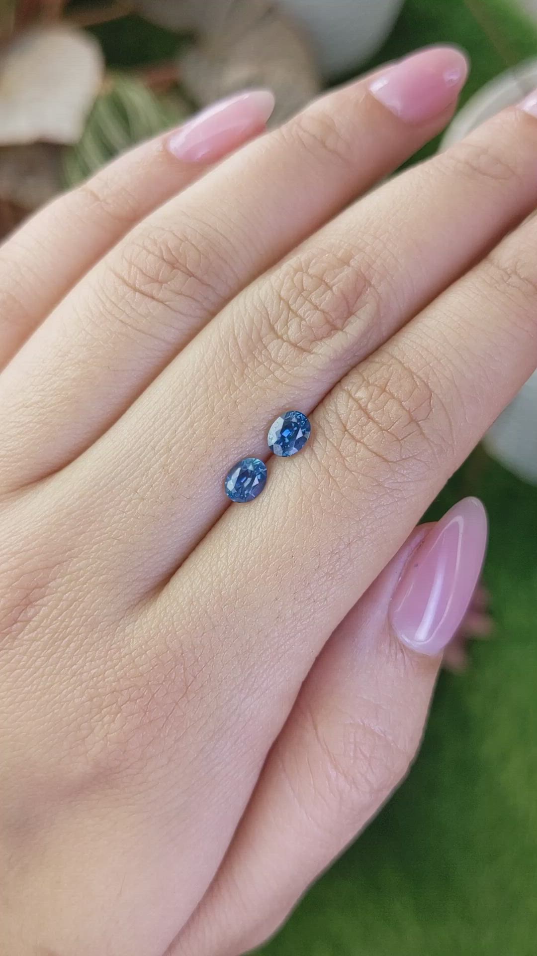 1.05 Ct.Tw.Total Carat Weight Blue Sapphire Pair from Madagascar Size Video