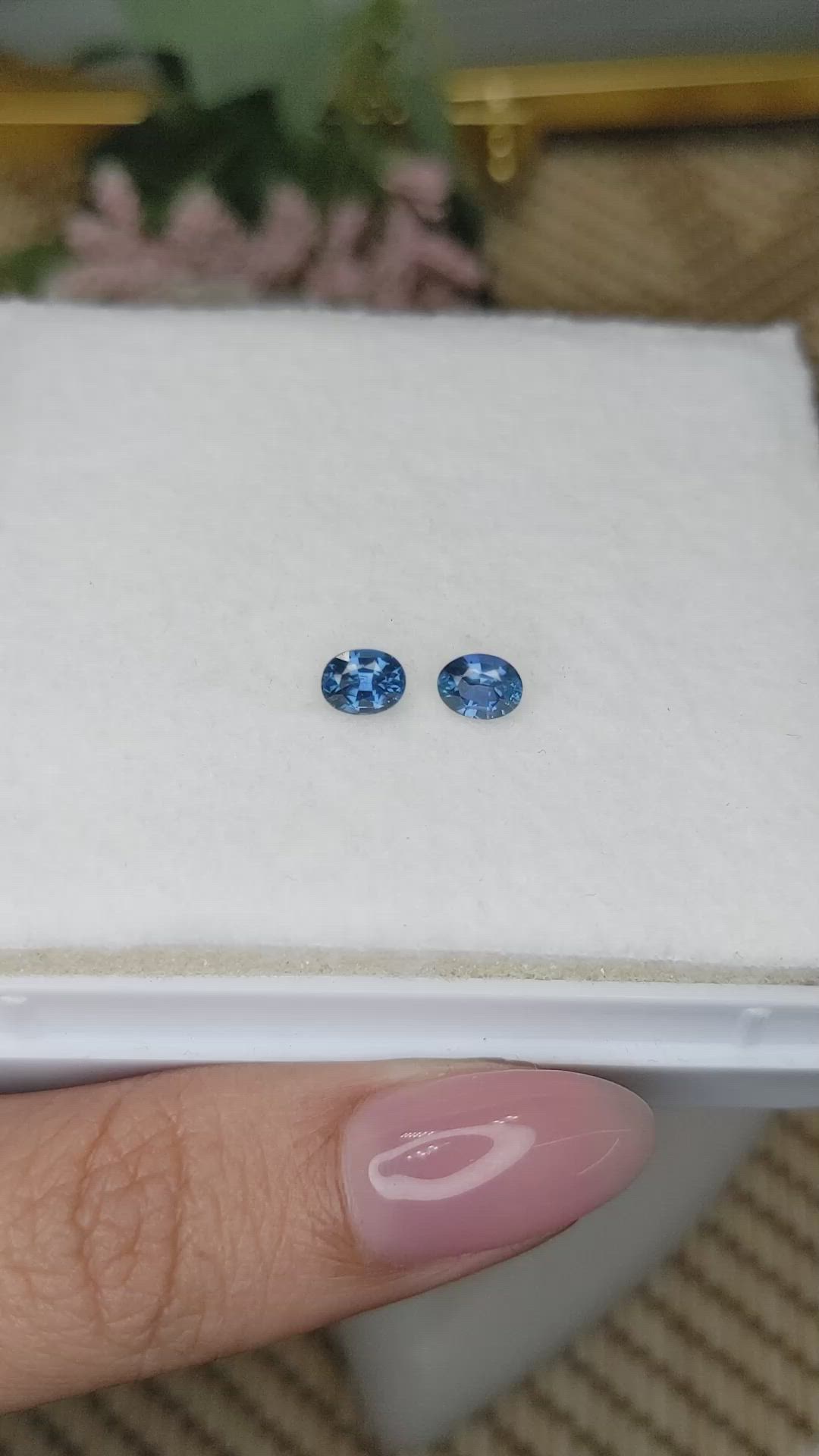 1.05 Ct.Tw.Total Carat Weight Blue Sapphire Pair from Madagascar Size Video