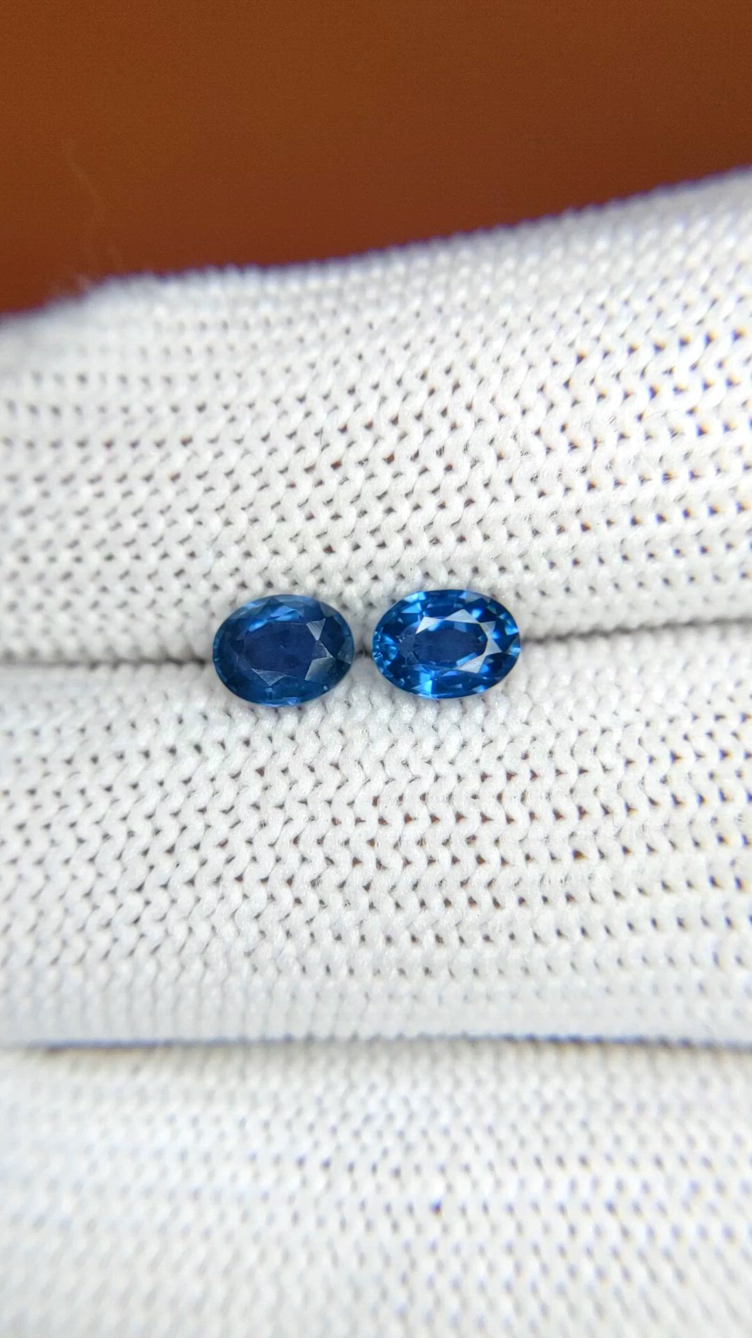 1.32 Ct.Tw.Total Carat Weight Blue Sapphire Pair from Ceylon (Sri Lanka) Size Video