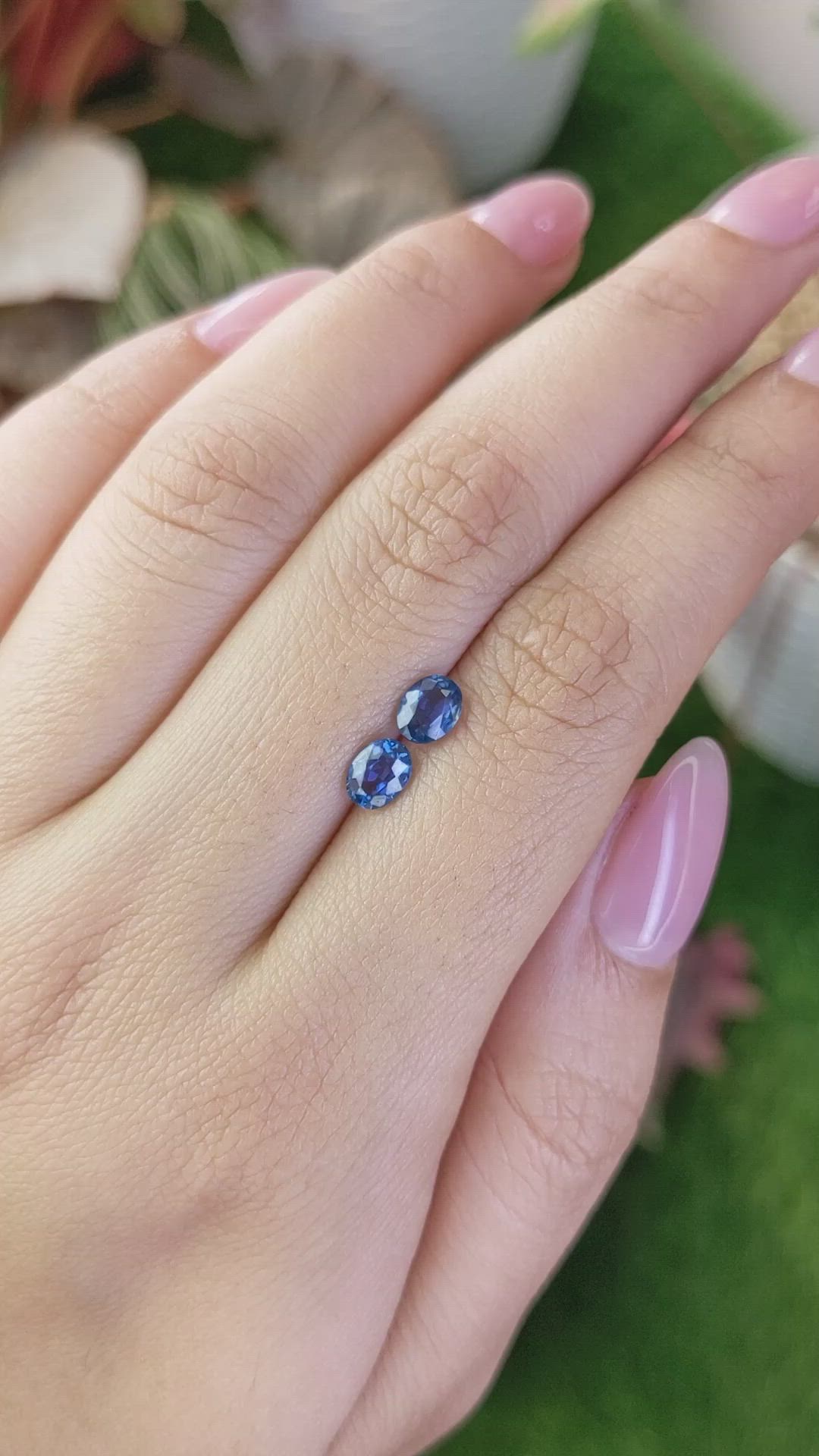 1.32 Ct.Tw.Total Carat Weight Blue Sapphire Pair from Ceylon (Sri Lanka) Size Video
