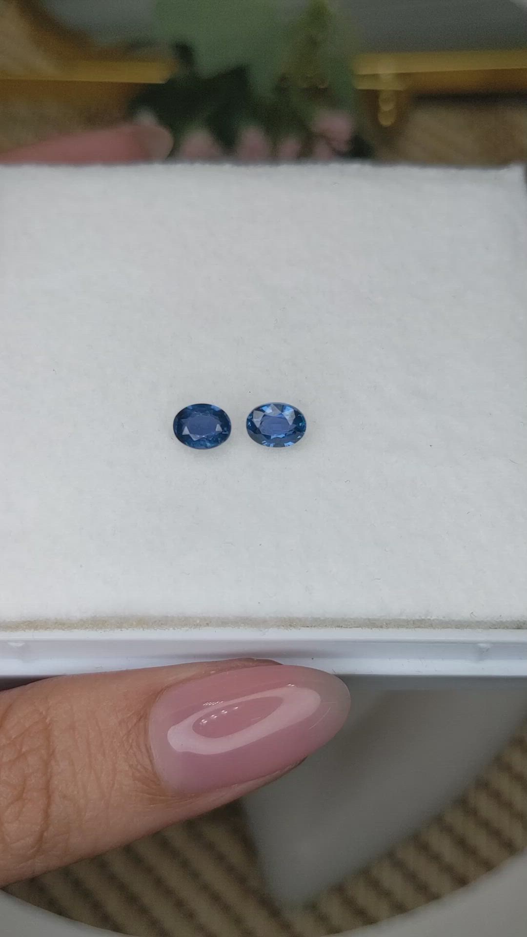1.32 Ct.Tw.Total Carat Weight Blue Sapphire Pair from Ceylon (Sri Lanka) Size Video