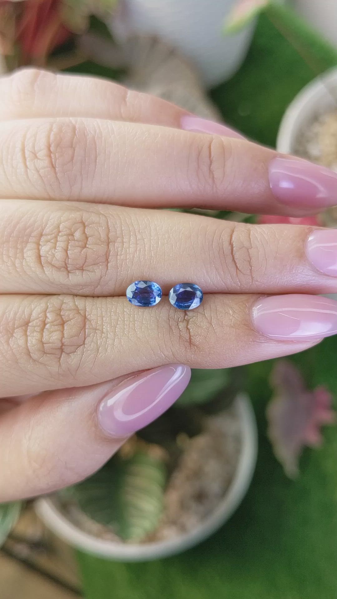 1.32 Ct.Tw.Total Carat Weight Blue Sapphire Pair from Ceylon (Sri Lanka) Size Video