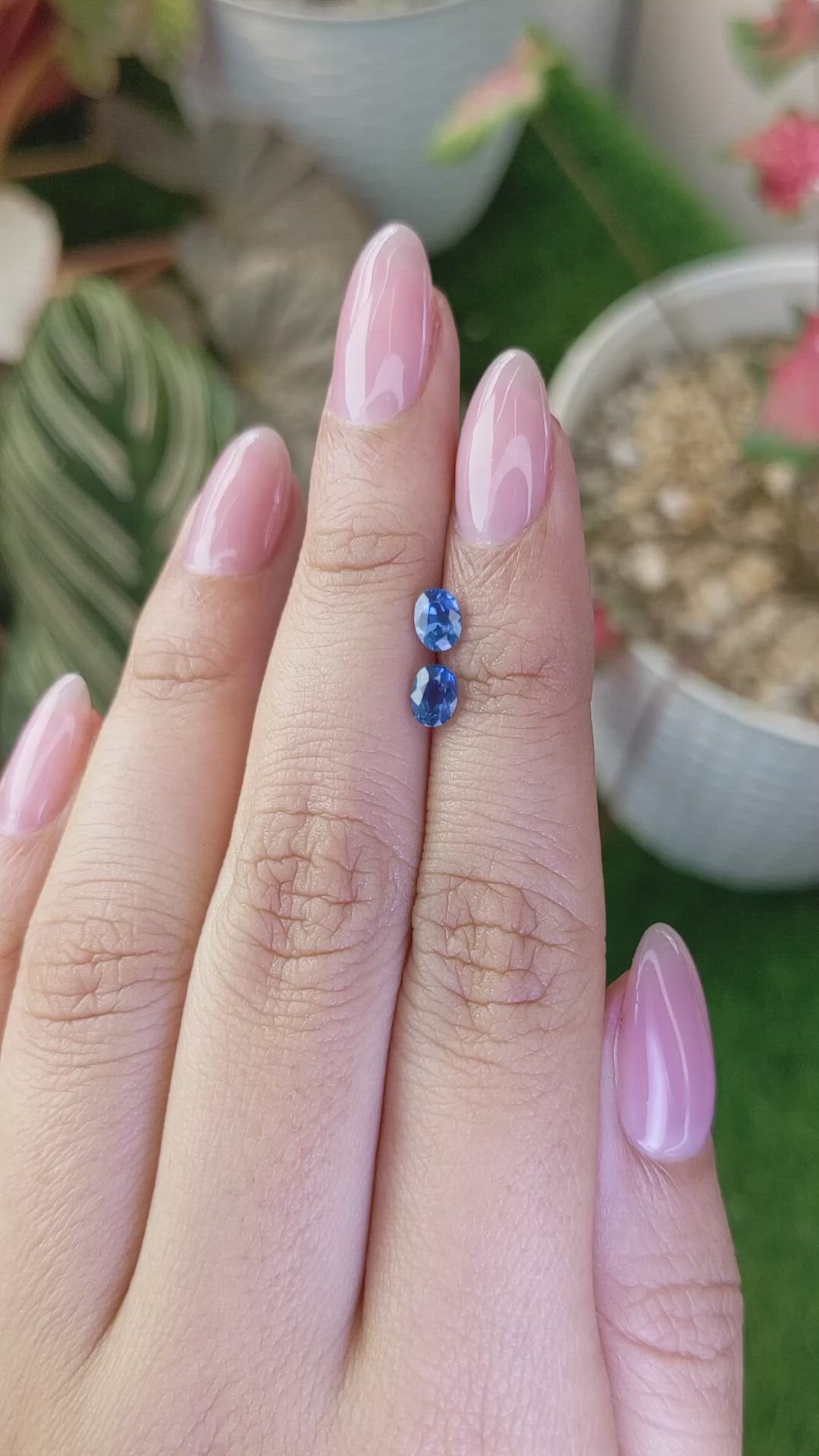 1.00 Ct.Tw.Total Carat Weight Blue Sapphire Pair from Madagascar Size Video