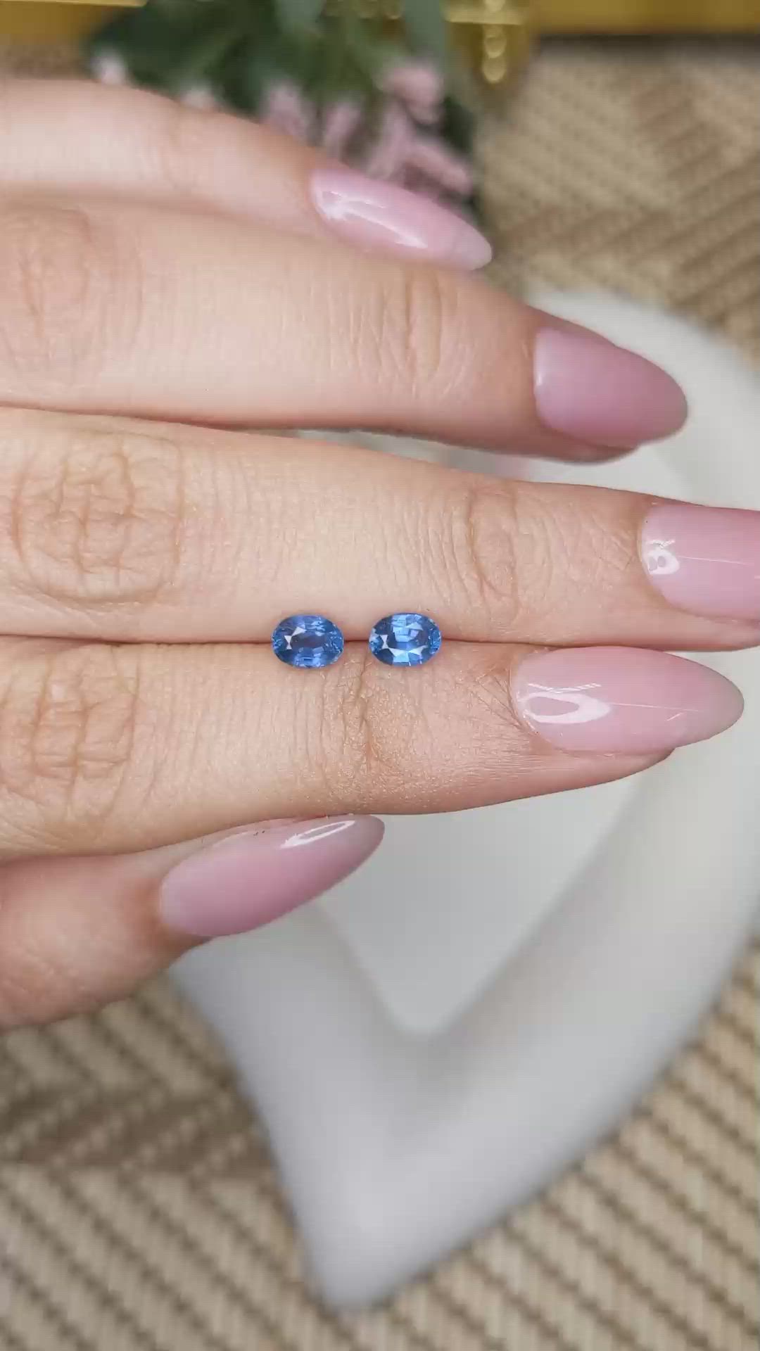 1.00 Ct.Tw.Total Carat Weight Blue Sapphire Pair from Madagascar Size Video