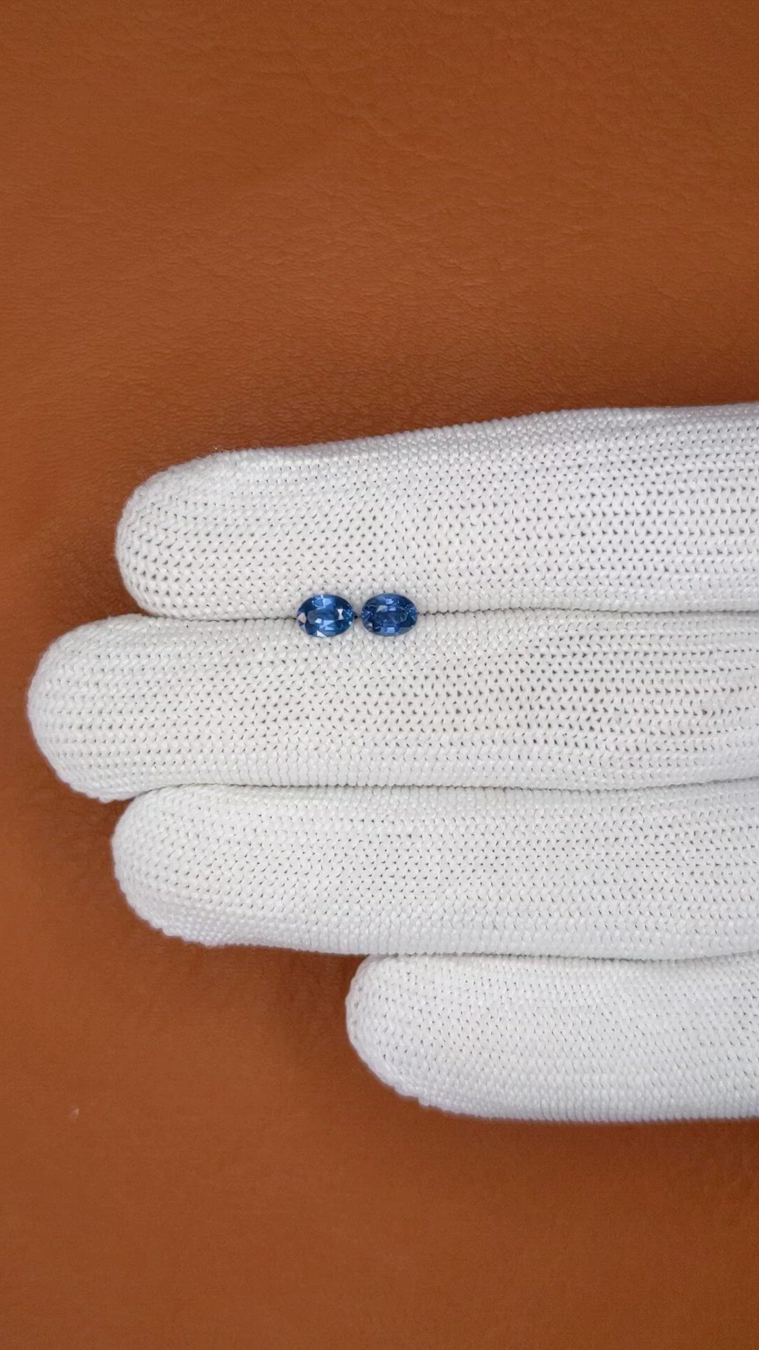 1.00 Ct.Tw.Total Carat Weight Blue Sapphire Pair from Madagascar Size Video