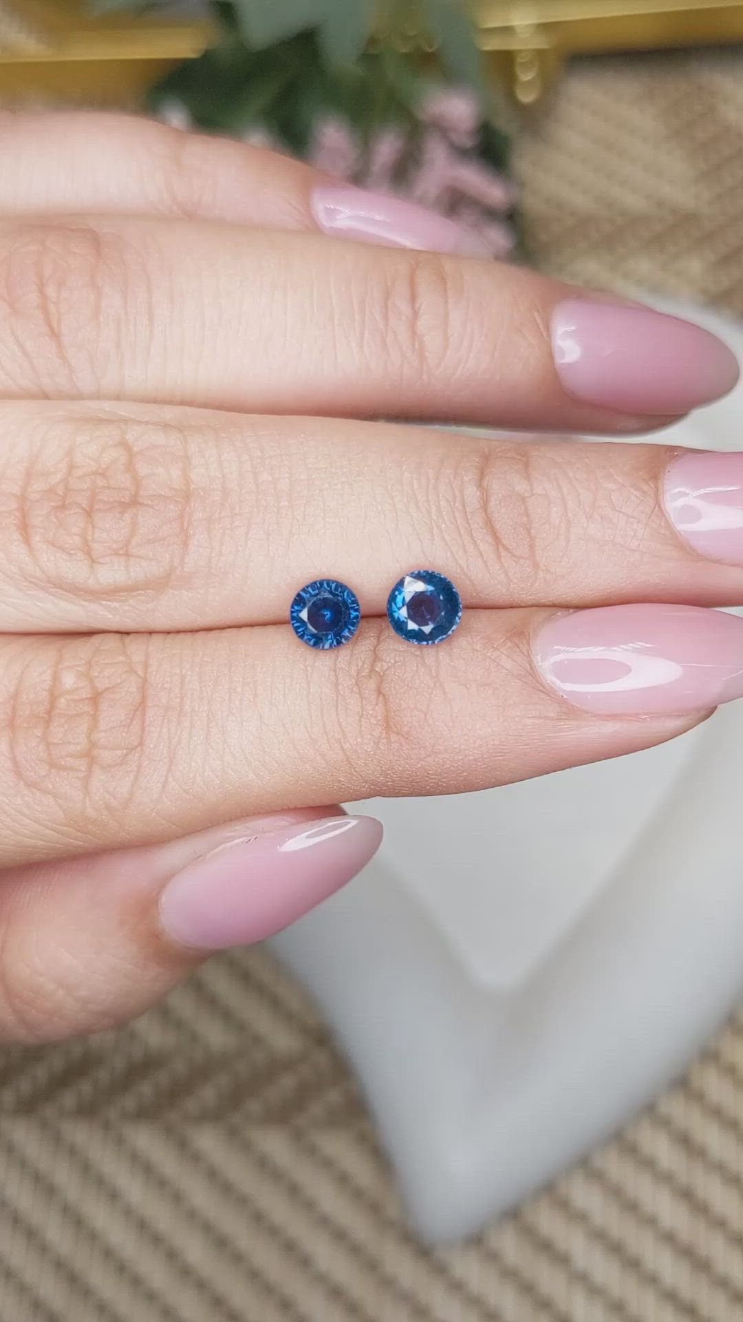 1.31 Ct.Tw.Total Carat Weight Blue Sapphire Pair from Madagascar Size Video