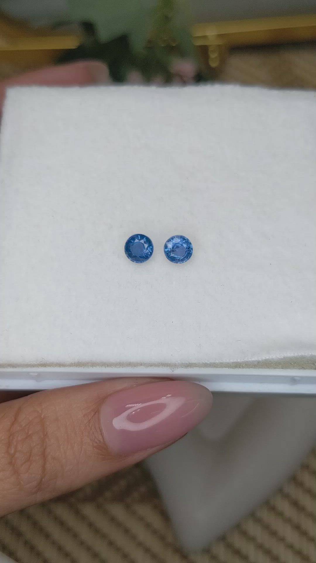 1.22 Ct.Tw.Total Carat Weight Blue Sapphire Pair from Madagascar Size Video