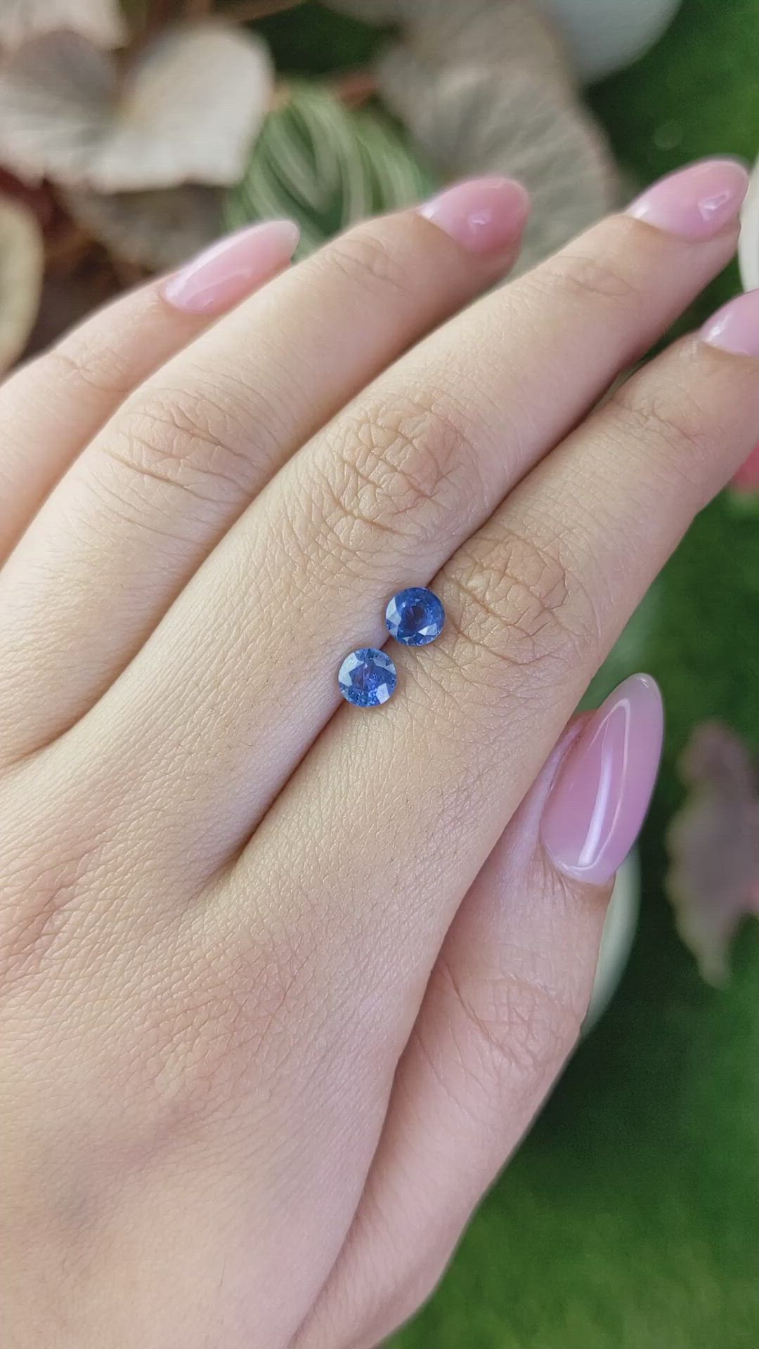 1.22 Ct.Tw.Total Carat Weight Blue Sapphire Pair from Madagascar Size Video