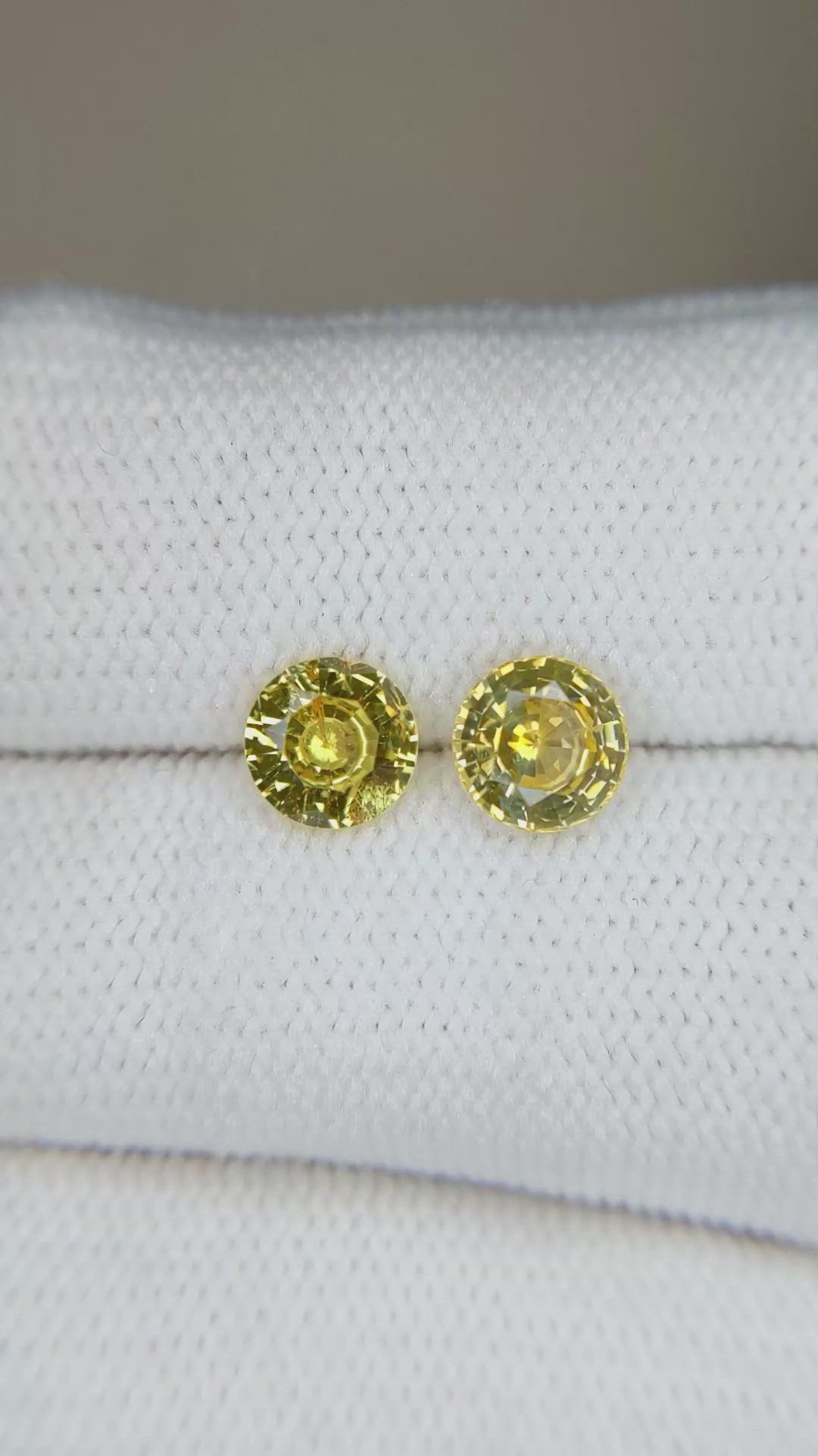 2.12 Ct.Tw.Total Carat Weight Yellow Sapphire Pair from Ceylon (Sri Lanka) Size Video