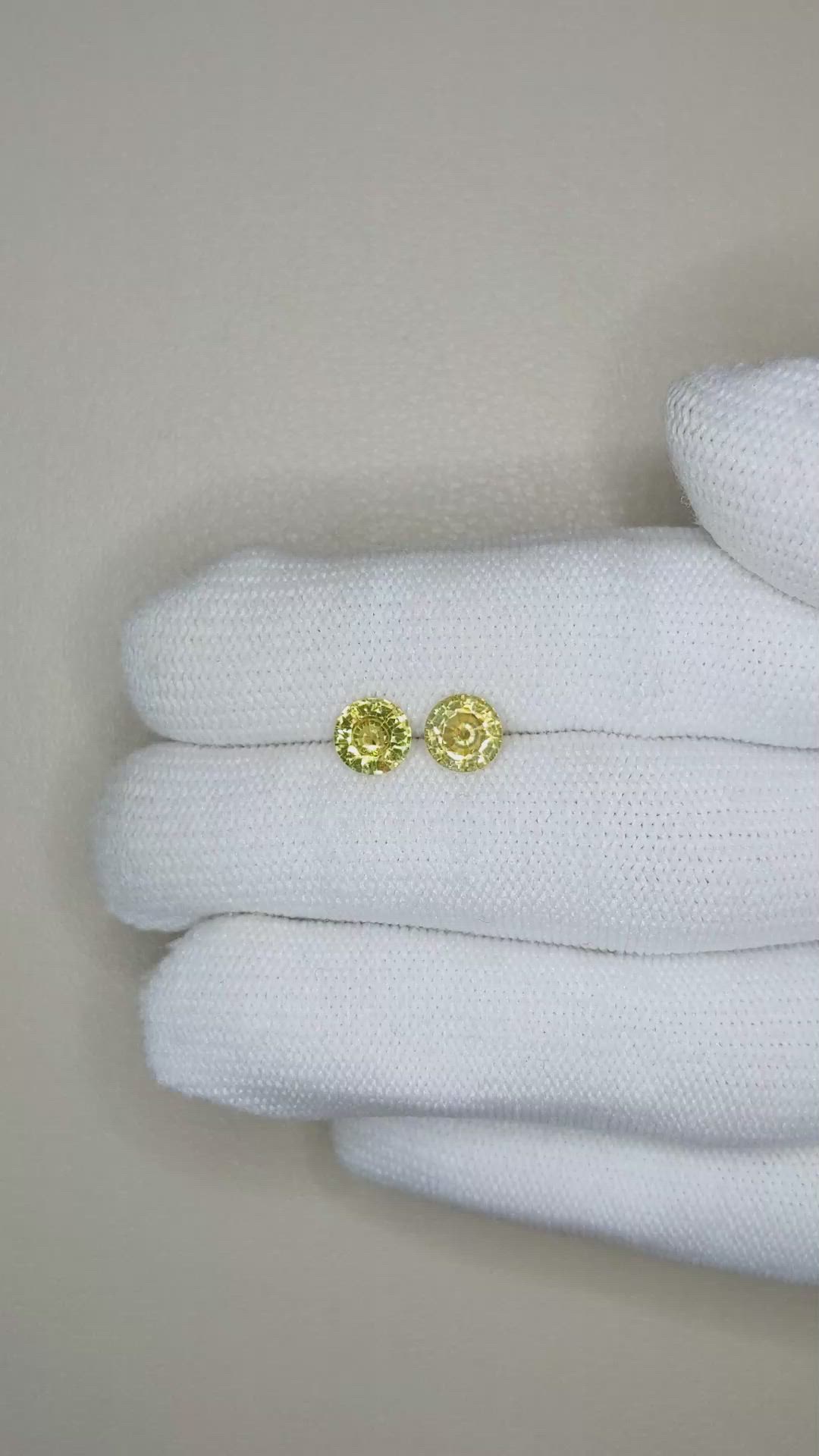 2.12 Ct.Tw.Total Carat Weight Yellow Sapphire Pair from Ceylon (Sri Lanka) Size Video