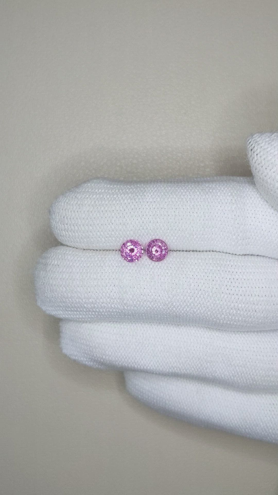 0.97 Ct.Tw.Total Carat Weight Pink Sapphire Pair from Ceylon (Sri Lanka) Size Video
