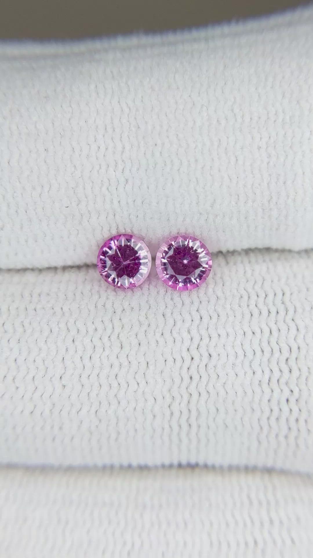 0.84 Ct.Tw.Total Carat Weight Purplish Pink Sapphire Pair from Ceylon (Sri Lanka) Size Video
