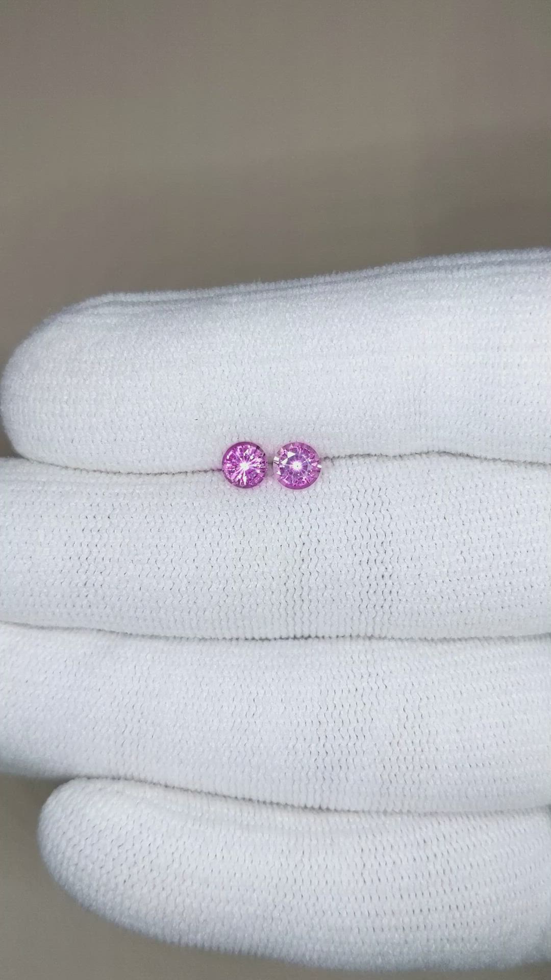 0.84 Ct.Tw.Total Carat Weight Purplish Pink Sapphire Pair from Ceylon (Sri Lanka) Size Video