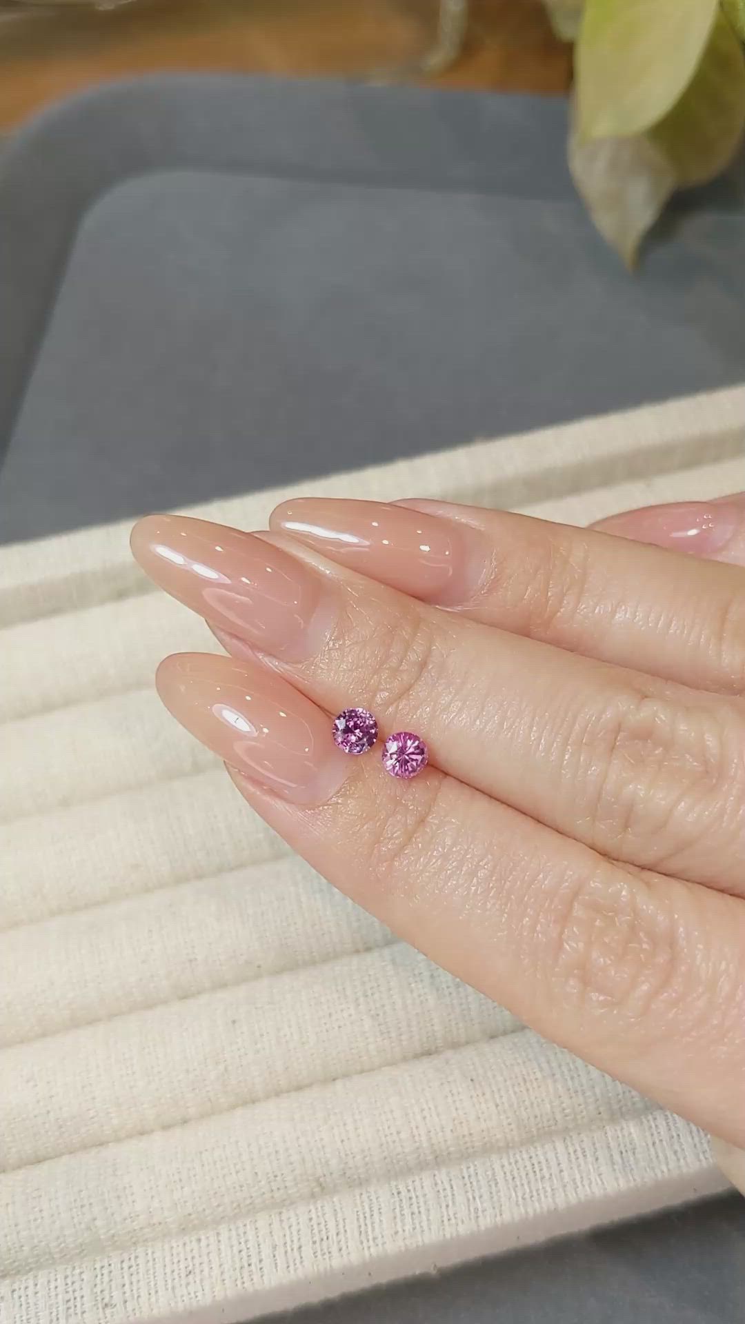 0.87 Ct.Tw.Total Carat Weight Pink Sapphire Pair from Ceylon (Sri Lanka) Size Video