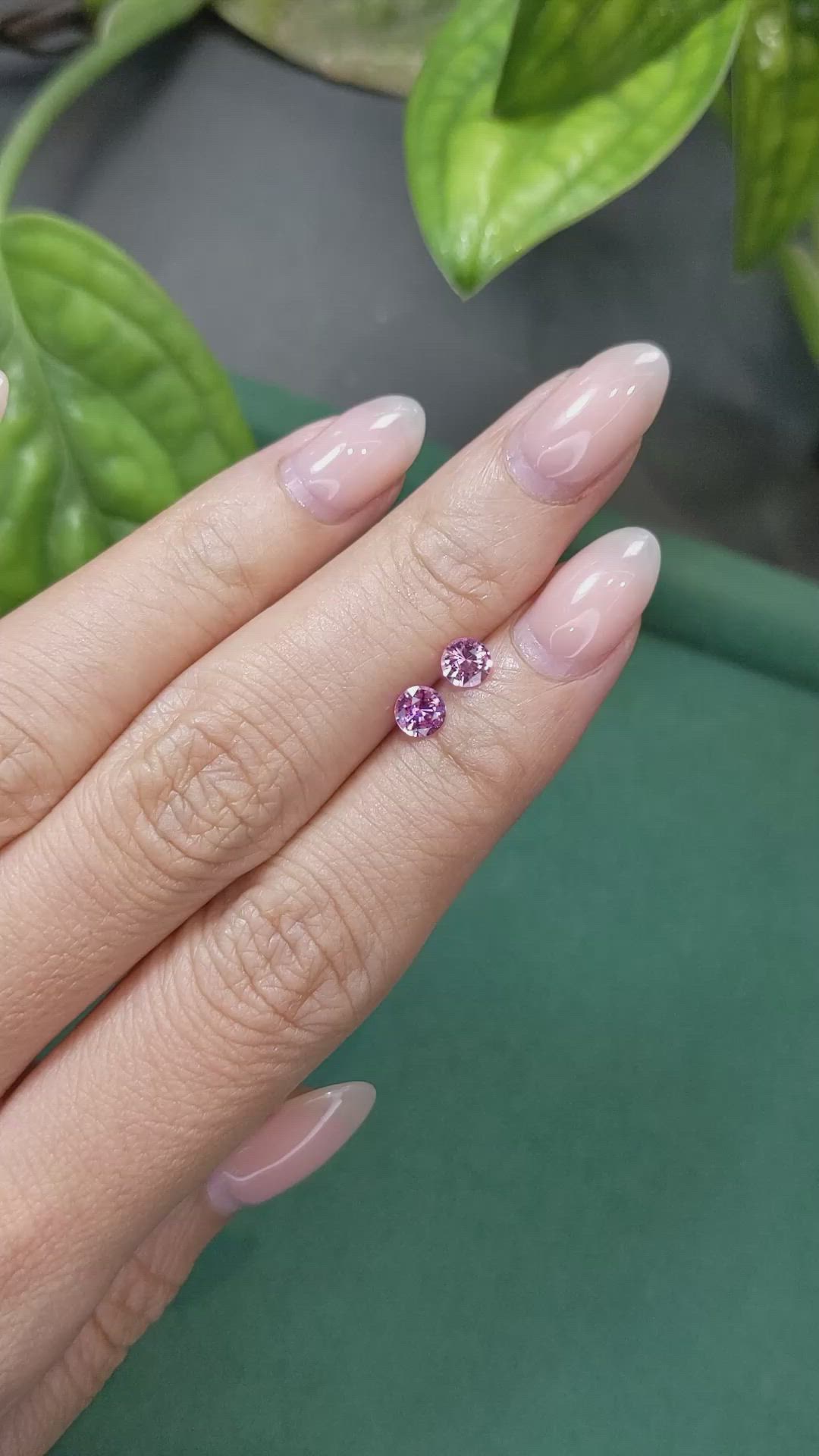 0.86 Ct.Tw.Total Carat Weight Purplish Pink Sapphire Pair from Ceylon (Sri Lanka) Size Video