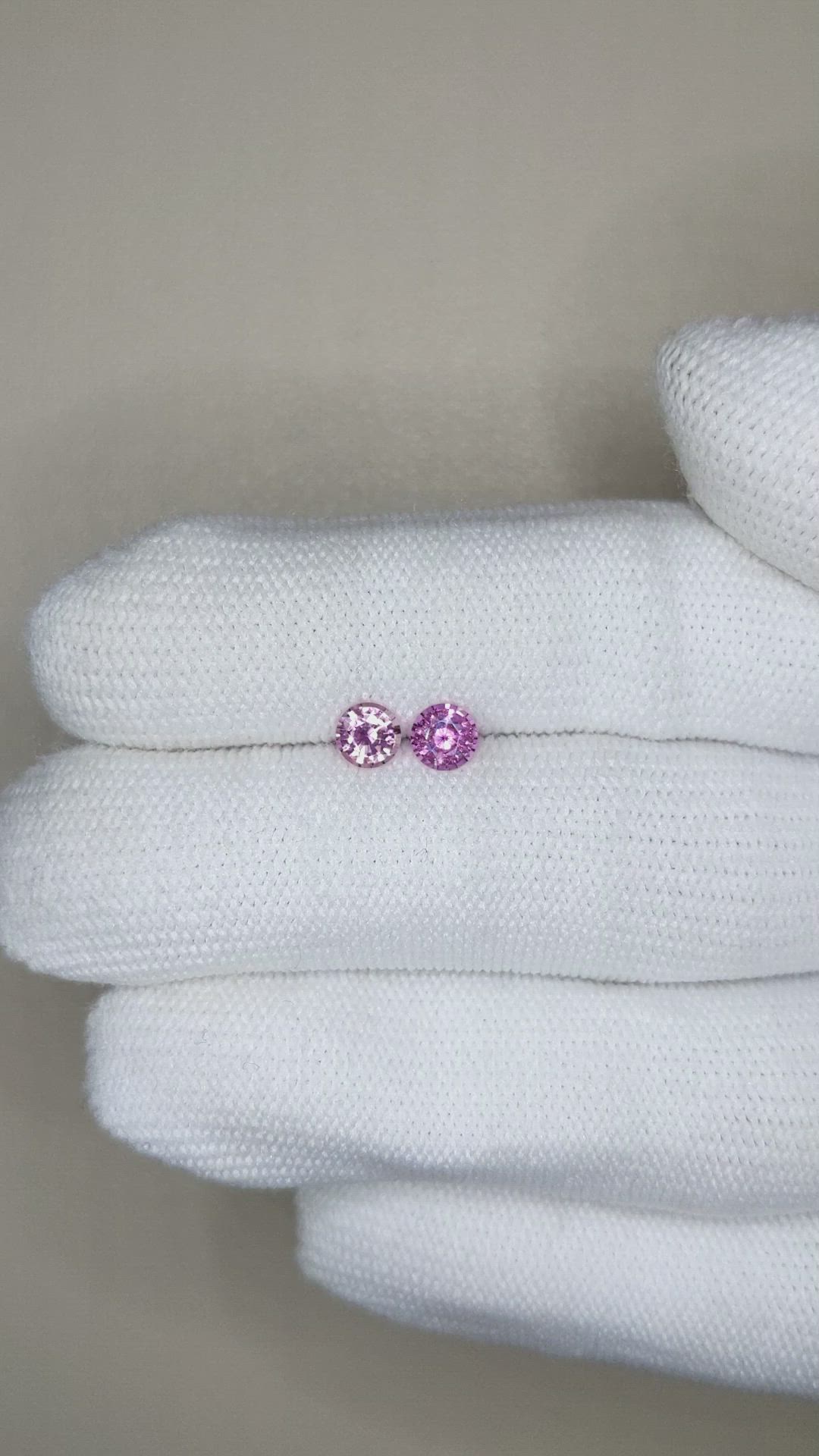 0.86 Ct.Tw.Total Carat Weight Purplish Pink Sapphire Pair from Ceylon (Sri Lanka) Size Video