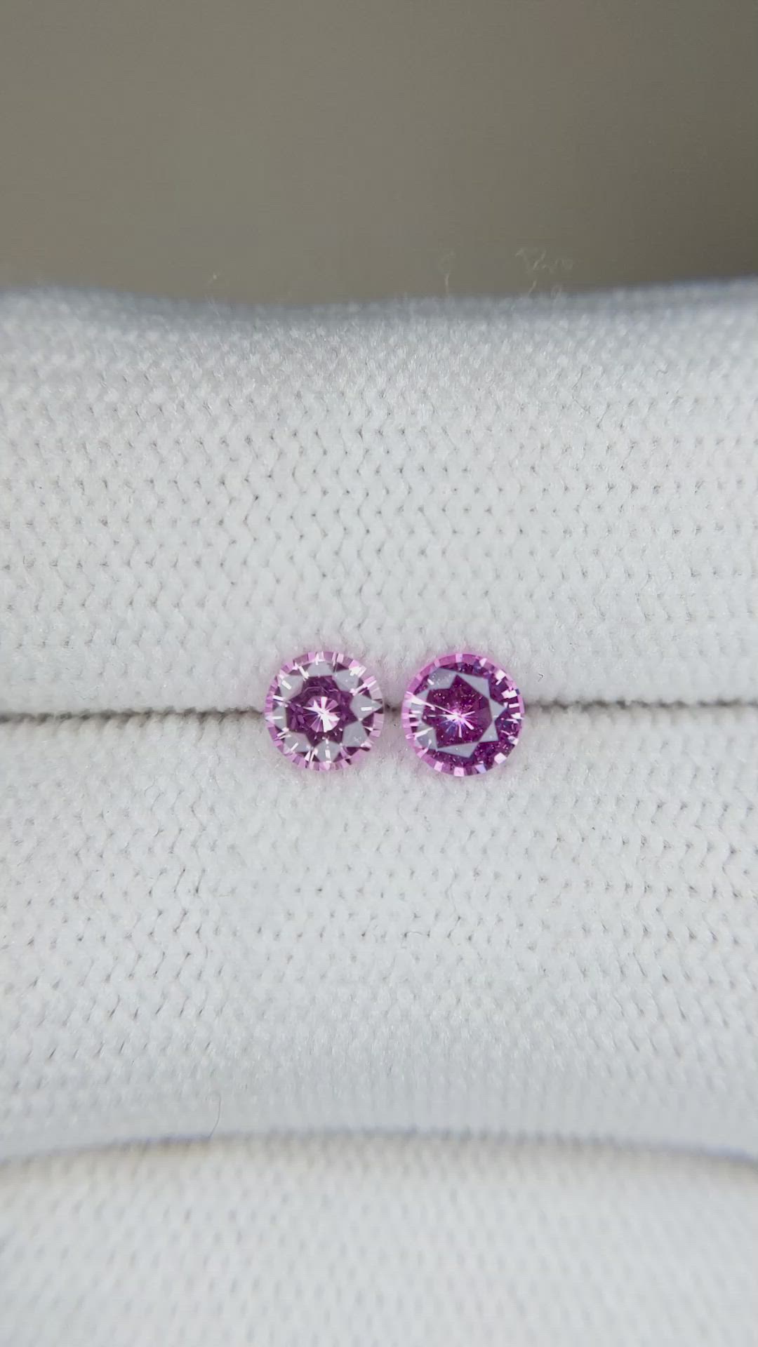 0.86 Ct.Tw.Total Carat Weight Purplish Pink Sapphire Pair from Ceylon (Sri Lanka) Size Video
