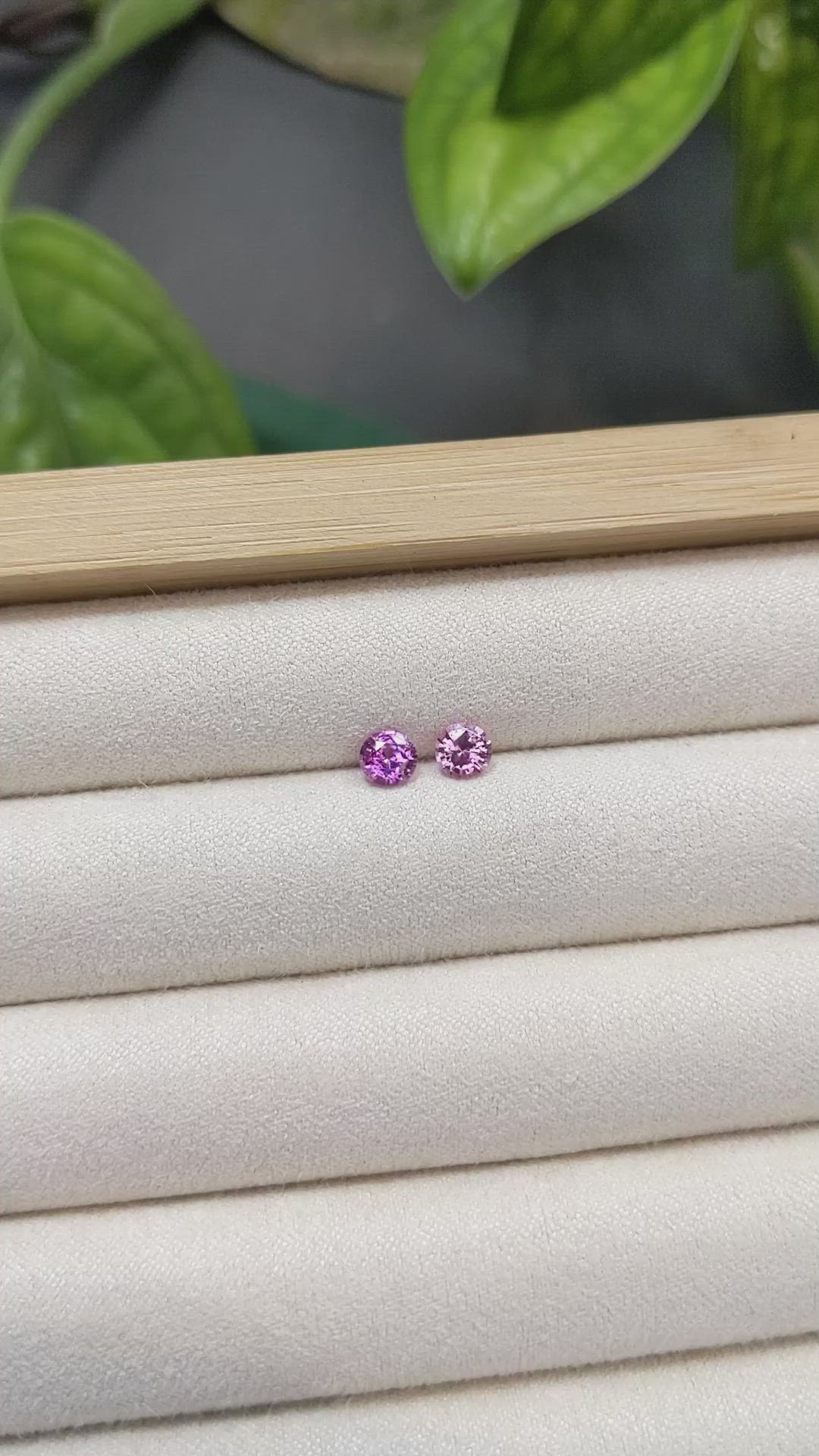 0.86 Ct.Tw.Total Carat Weight Purplish Pink Sapphire Pair from Ceylon (Sri Lanka) Size Video
