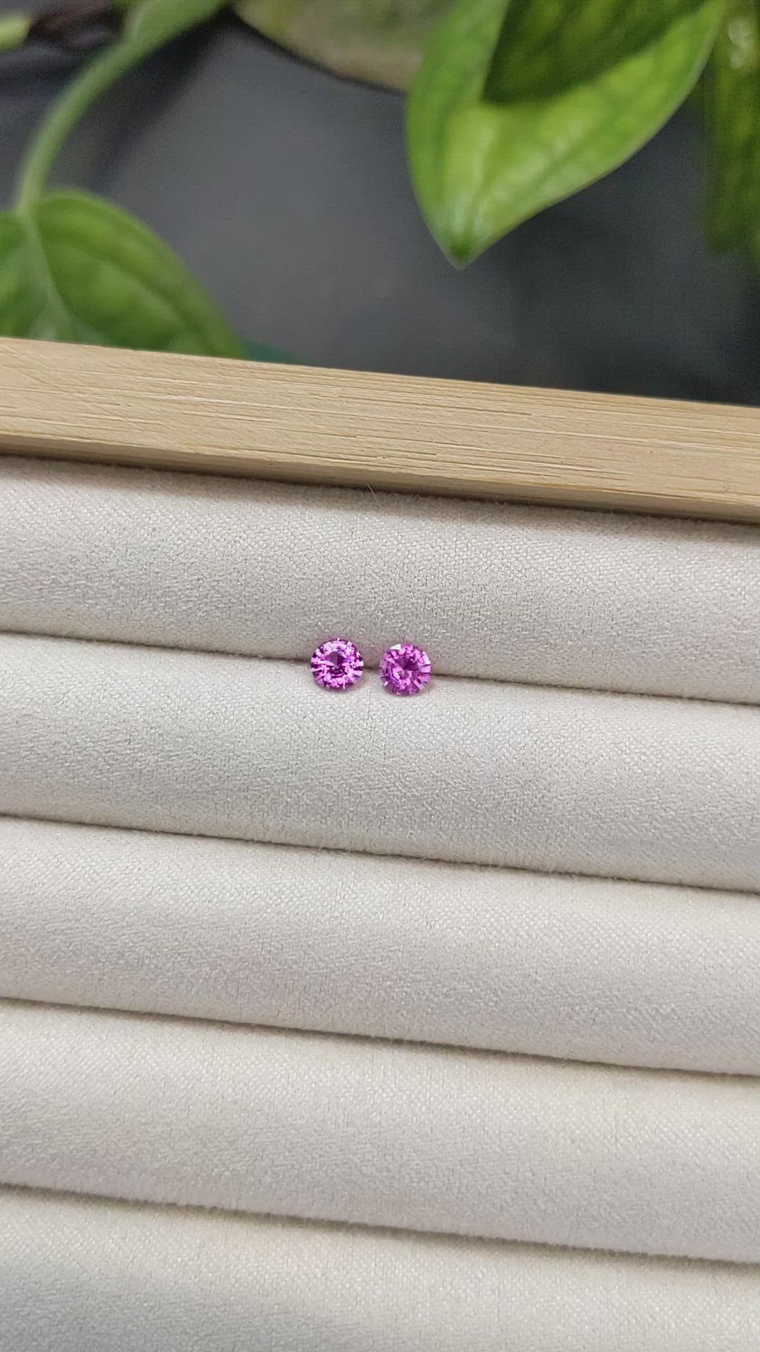 0.74 Ct.Tw.Total Carat Weight Pink Sapphire Pair from Ceylon (Sri Lanka) Size Video