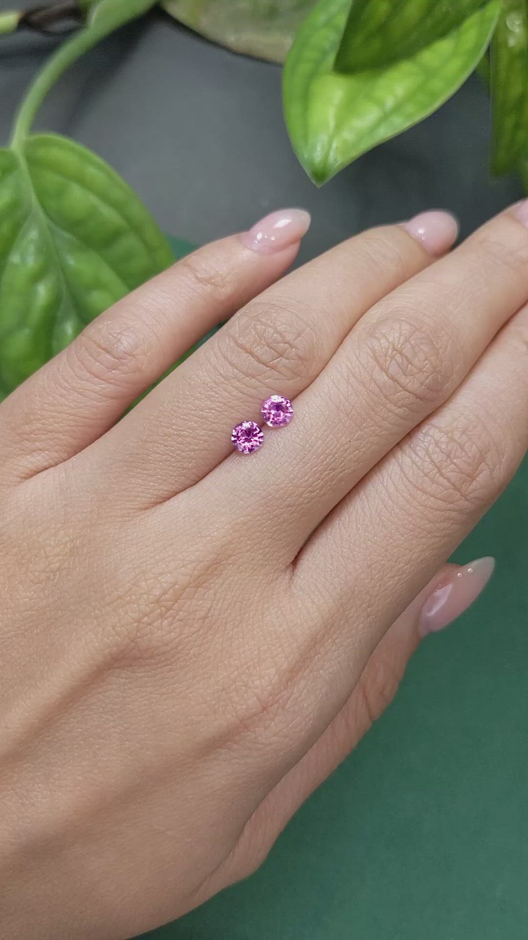 0.74 Ct.Tw.Total Carat Weight Pink Sapphire Pair from Ceylon (Sri Lanka) Size Video
