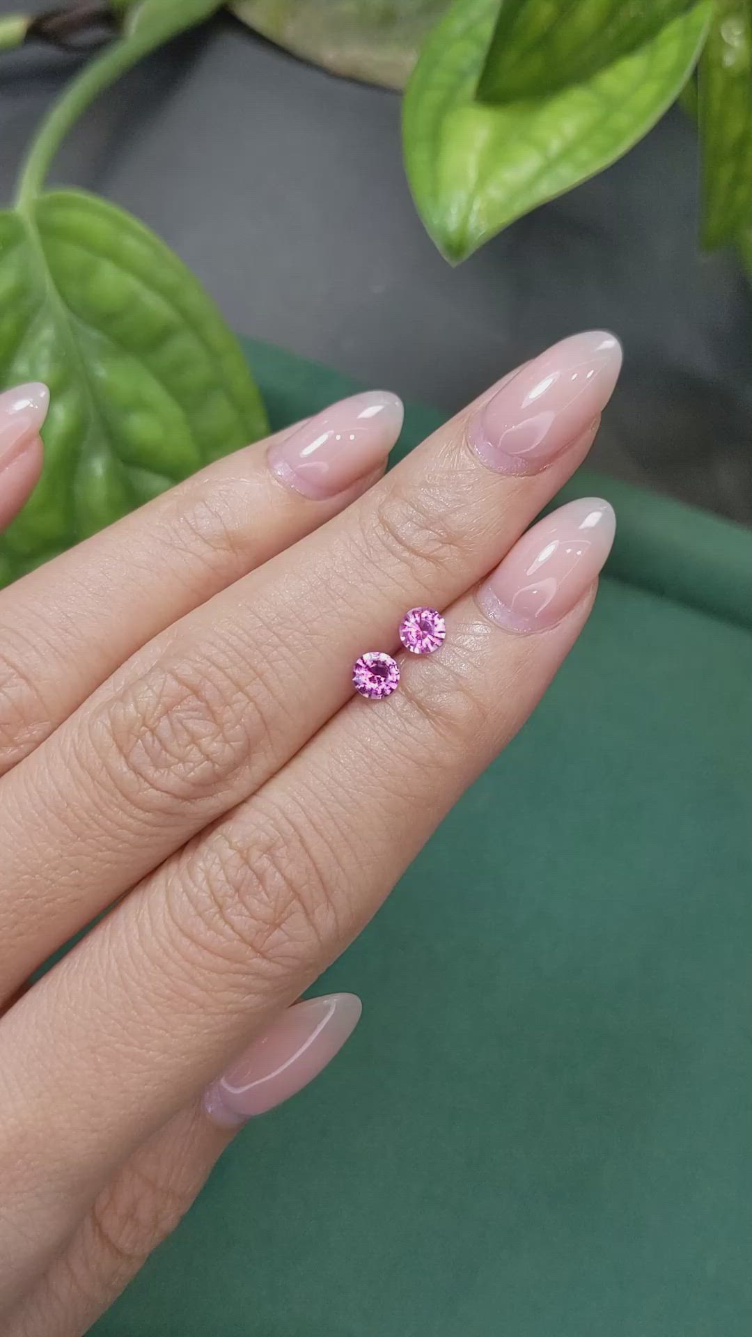 0.74 Ct.Tw.Total Carat Weight Pink Sapphire Pair from Ceylon (Sri Lanka) Size Video
