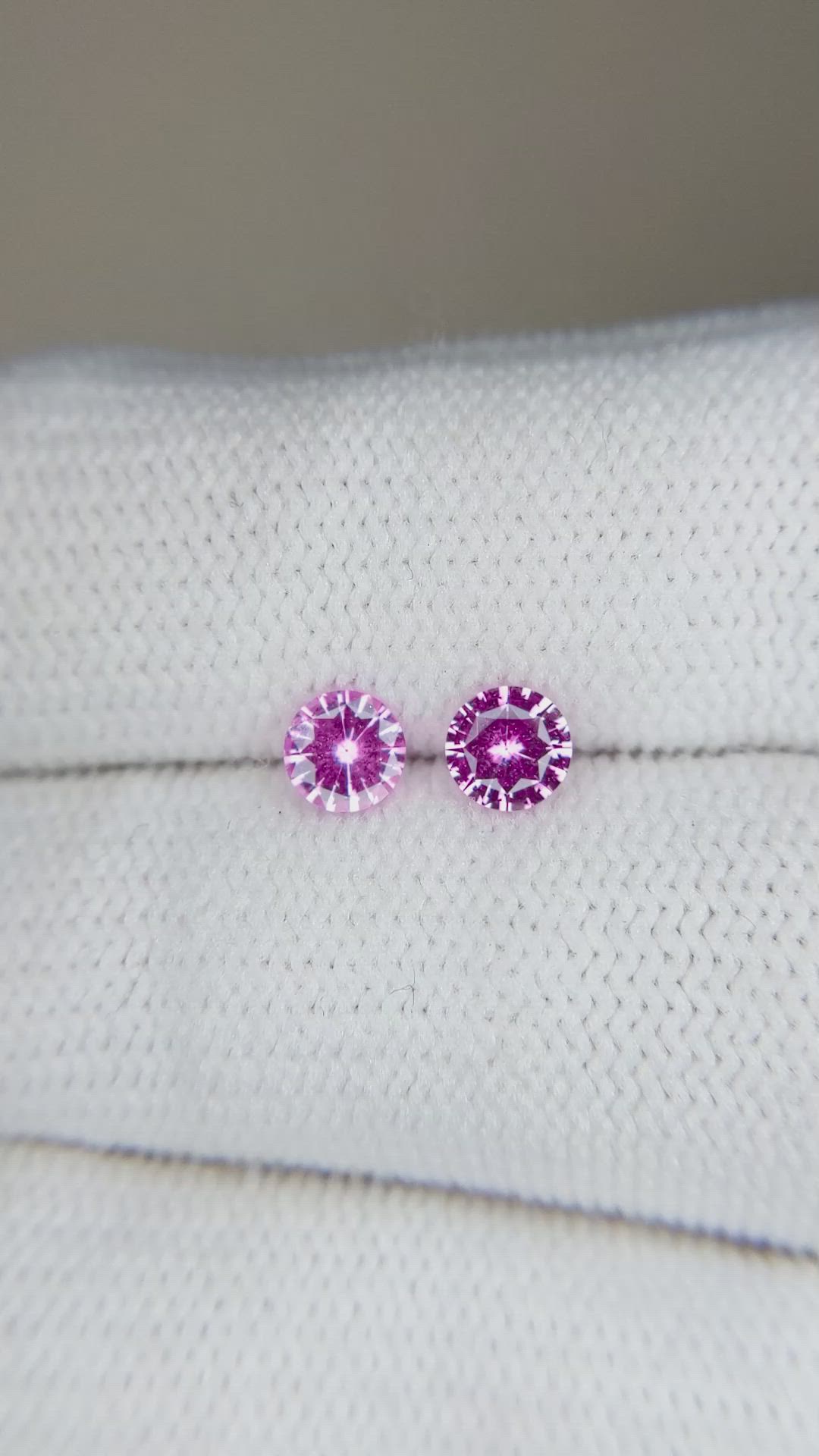 0.74 Ct.Tw.Total Carat Weight Pink Sapphire Pair from Ceylon (Sri Lanka) Size Video
