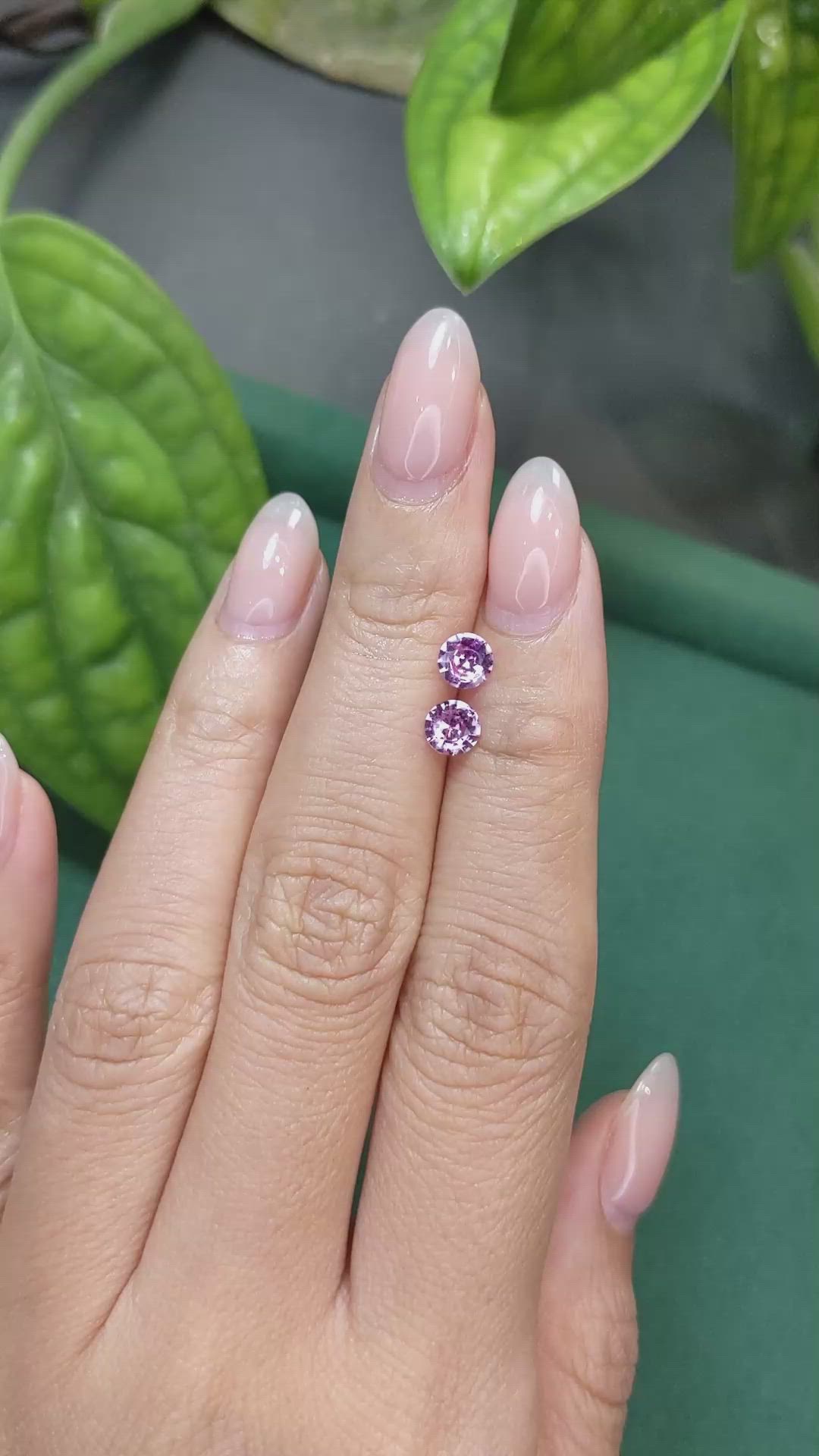 0.93 Ct.Tw.Total Carat Weight Pink Sapphire Pair from Ceylon (Sri Lanka) Size Video